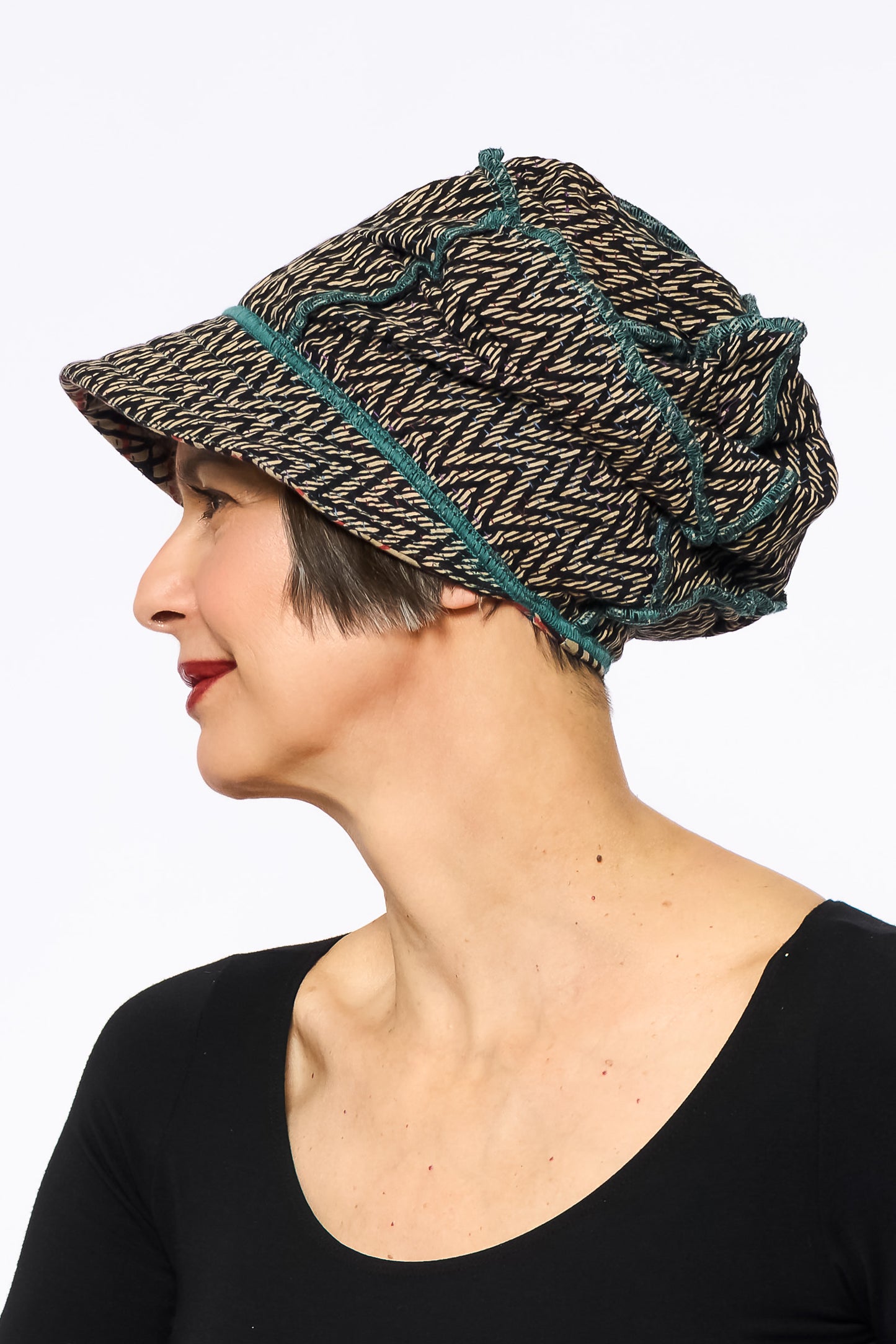 SOHO BAMBOO KANTHA HALF BRIM HAT - bo4881-tuq -