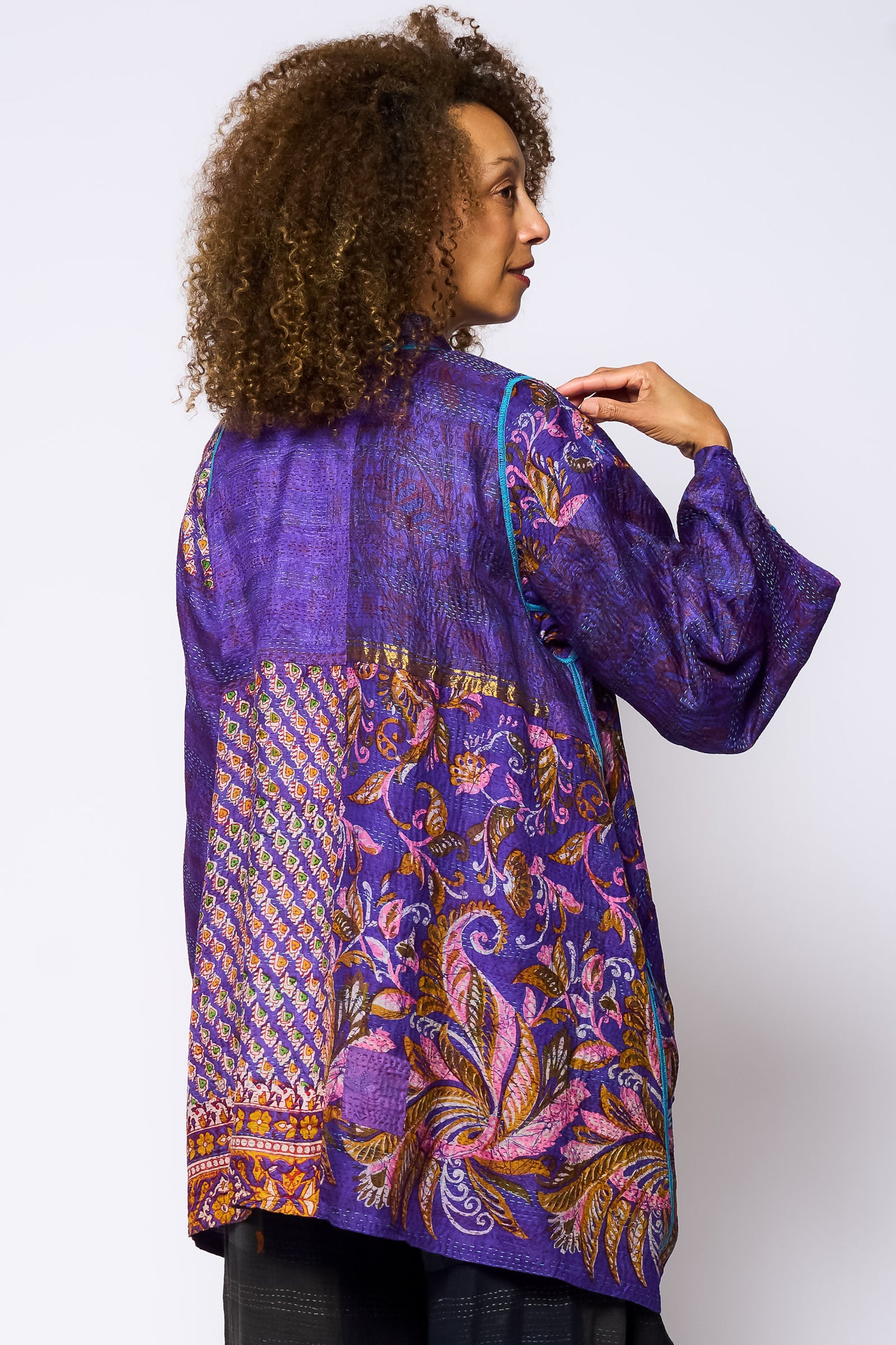 VINTAGE SILK KANTHA A-LINE JKT - sv2003-0412a -