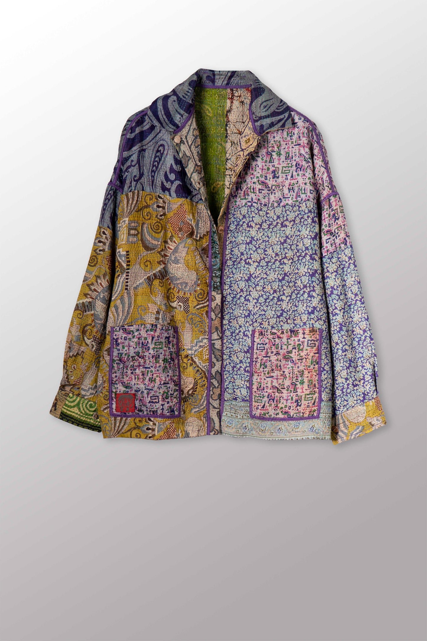 VINTAGE SILK KANTHA RELAXED SHIRT JACKET - sv2j105-0001s -