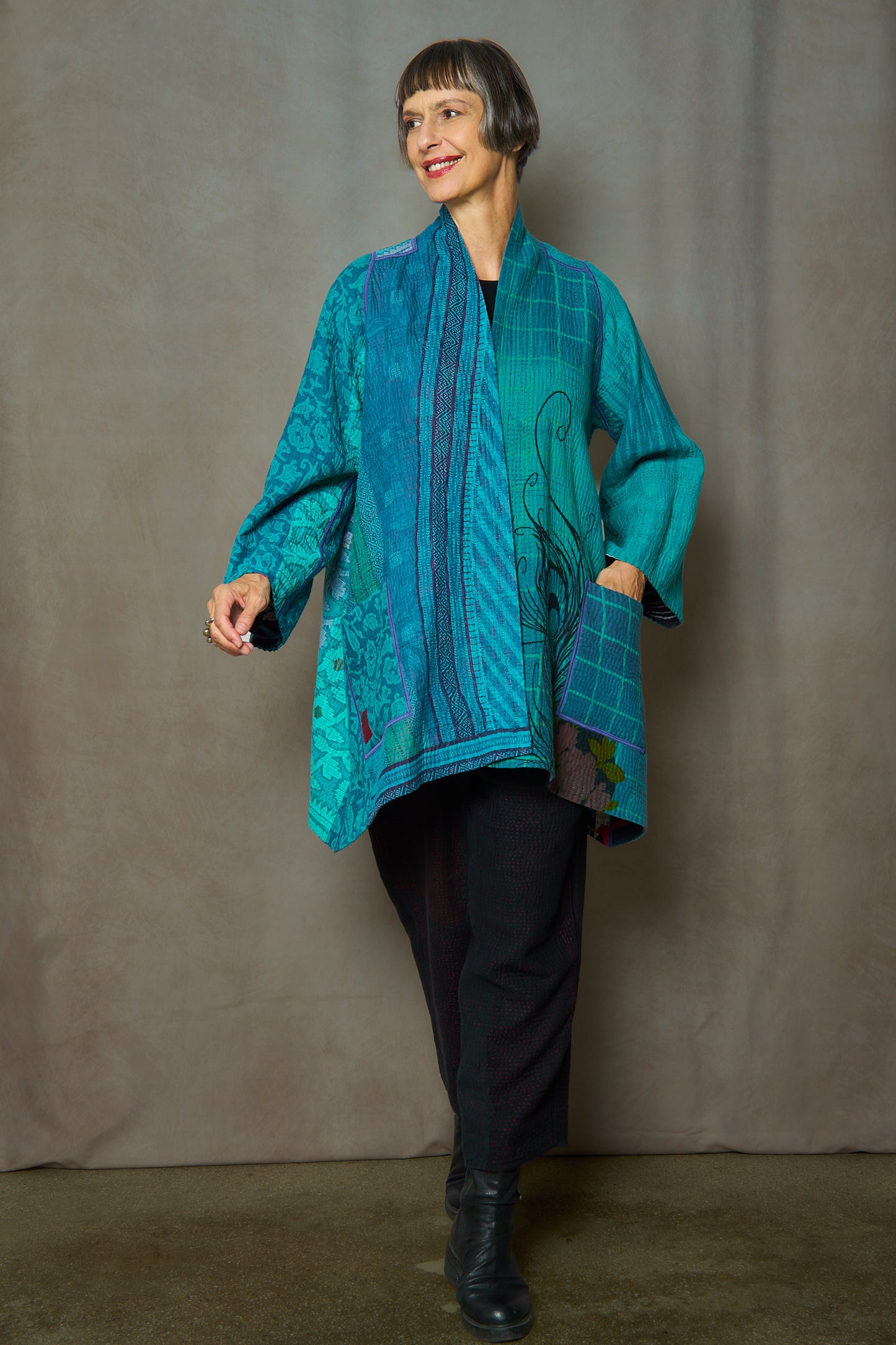 PUZZLE KANTHA A-LINE JKT - pz4003-blu -