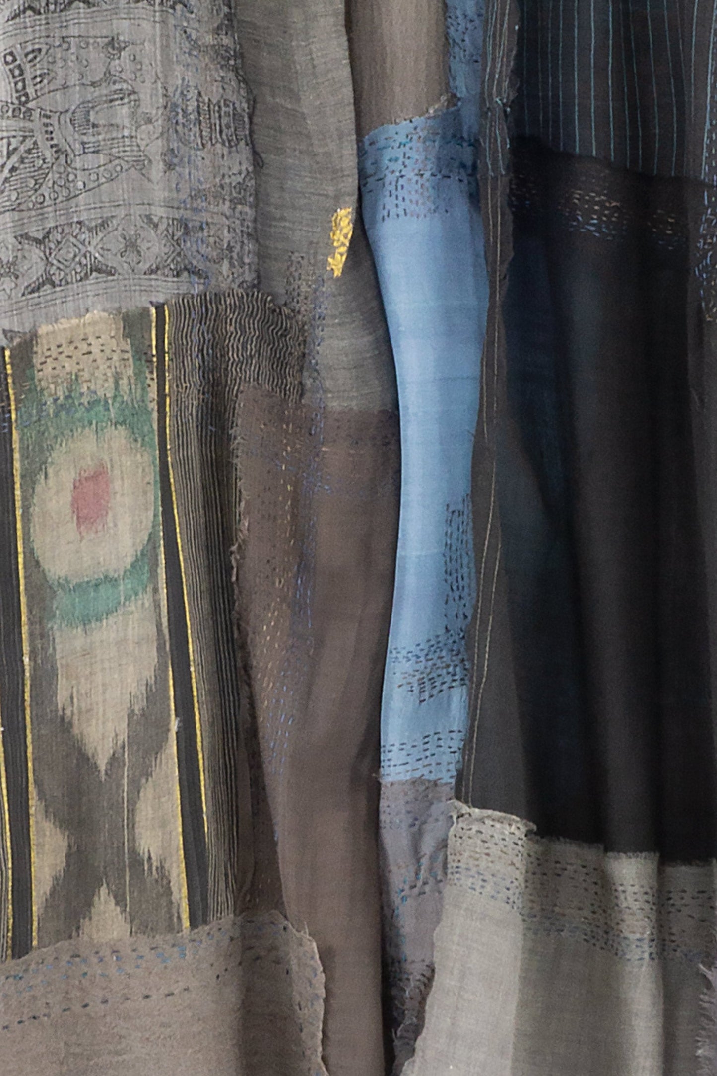 MOSAIC TILE PATCH KANTHA CAMP SHIRT - mt1525-gry -