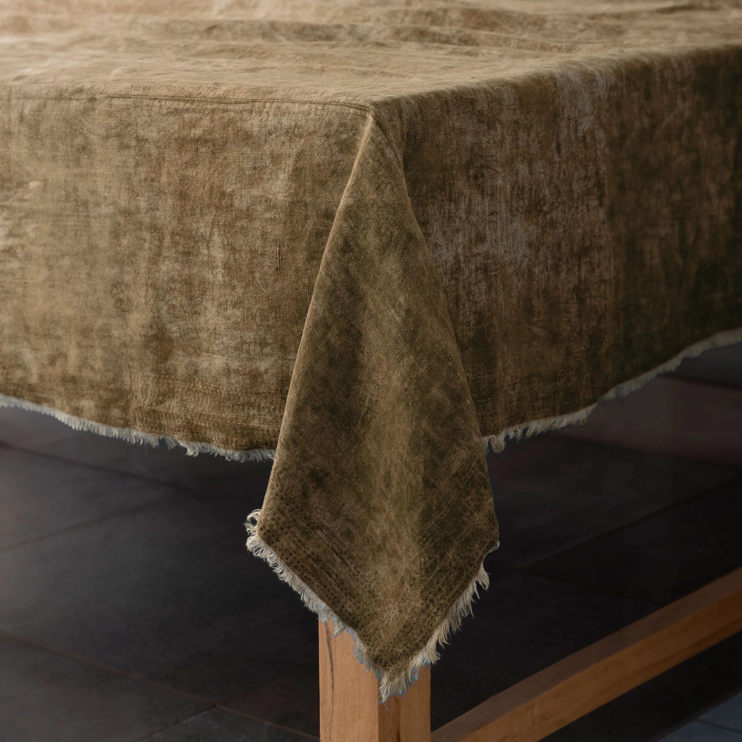 Linen Mud Dye Kantha New Dawn Table Cover