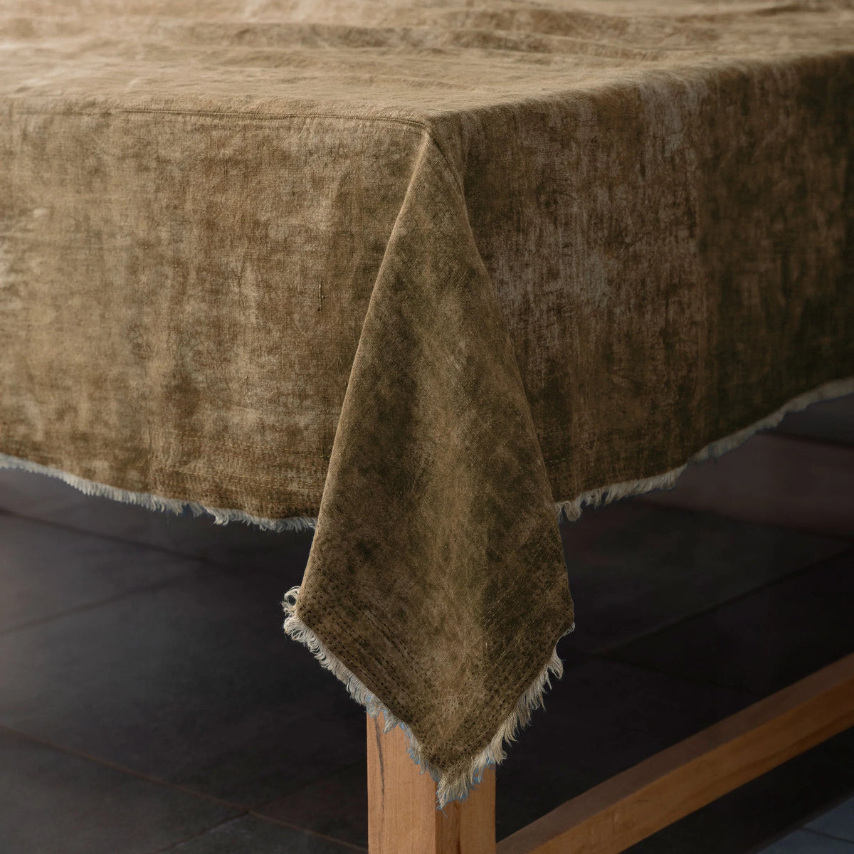 Linen Mud Dye Kantha New Dawn Table Cover