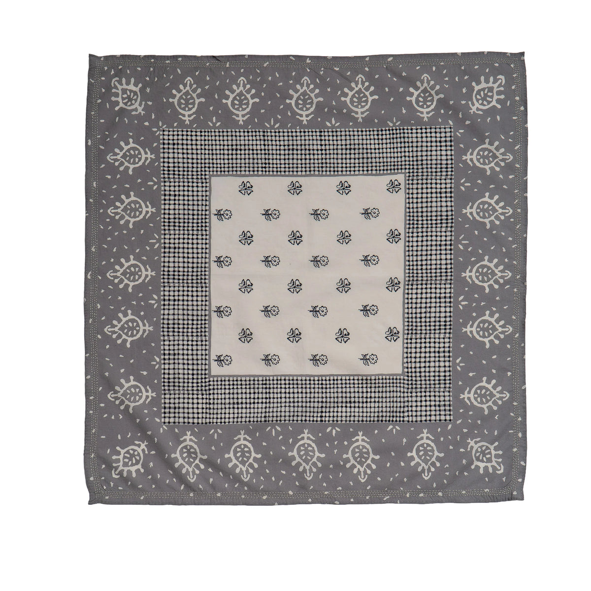 Bandana Handmade Cotton Square kantha -Gray
