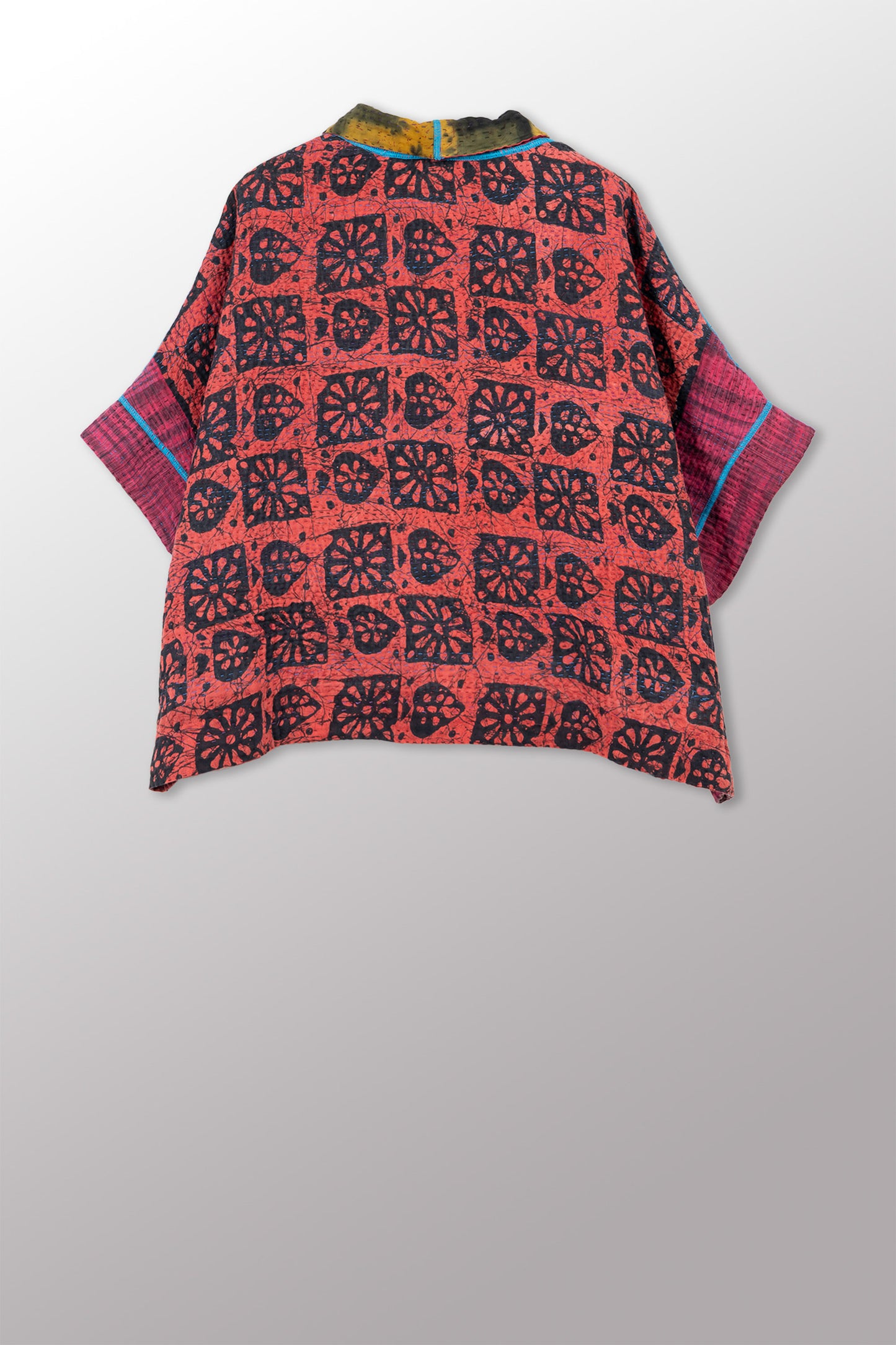 VINTAGE COTTON KANTHA MINI PONCHO - cv4060-0069a -