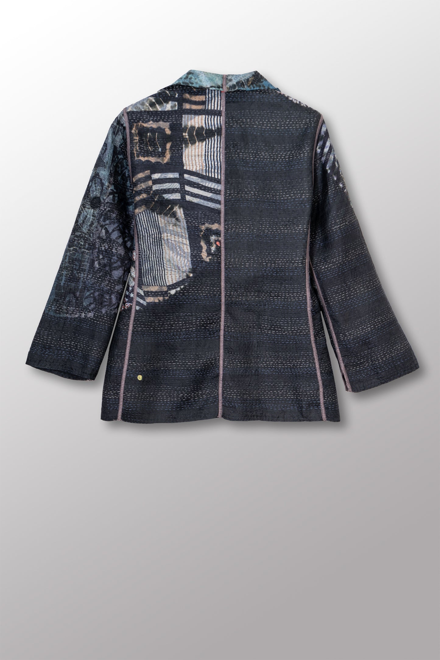 TIE DYE CIRCLE SHIBORI KANTHA SHORT JACKET - td2007-blk -