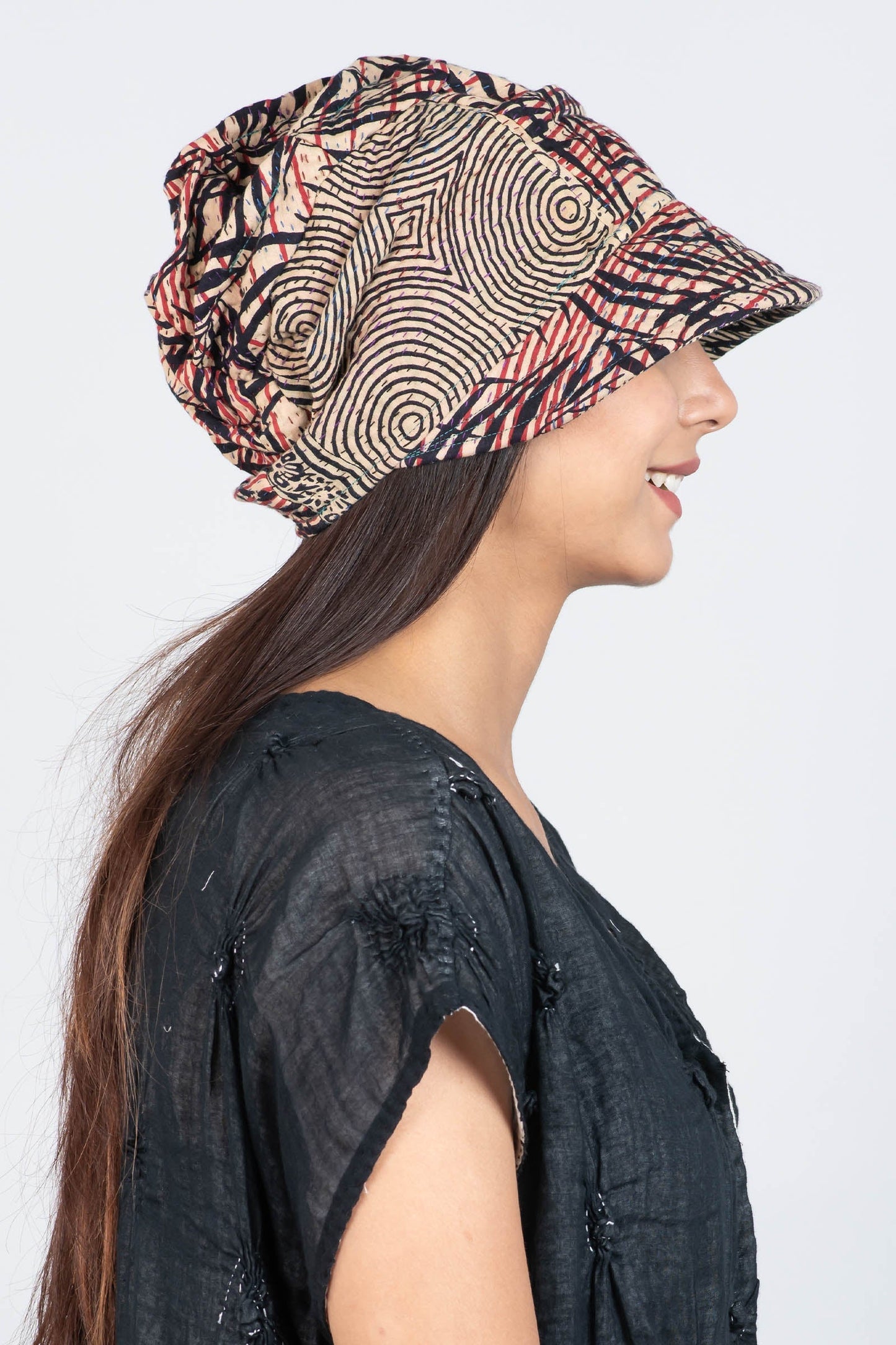 SOHO BAMBOO KANTHA HALF BRIM HAT - bo4881-blk -