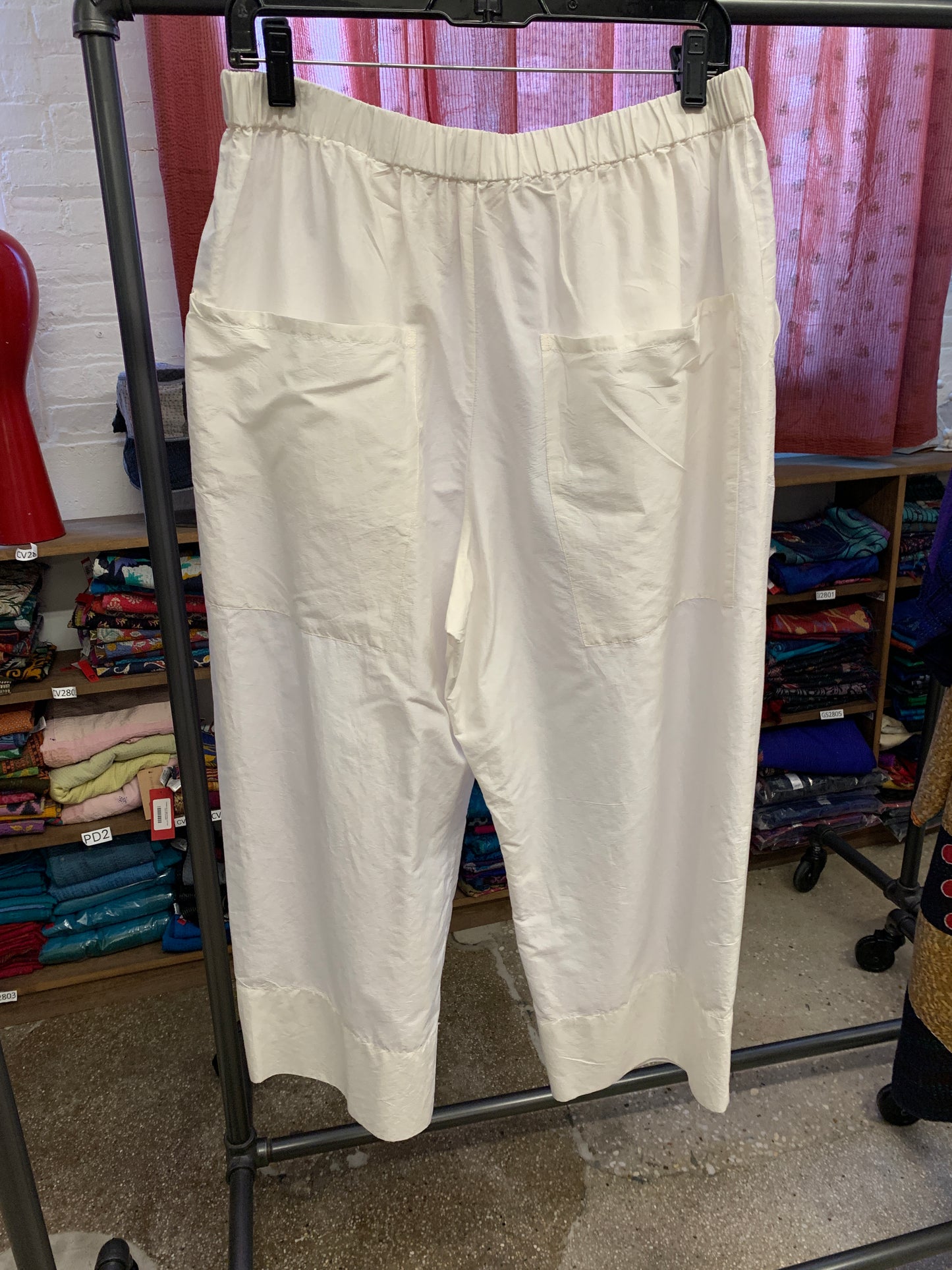 DYED COTTON SILK HEAVY VOILE WAVY BAGGY PANTS - dh1640-ntl -