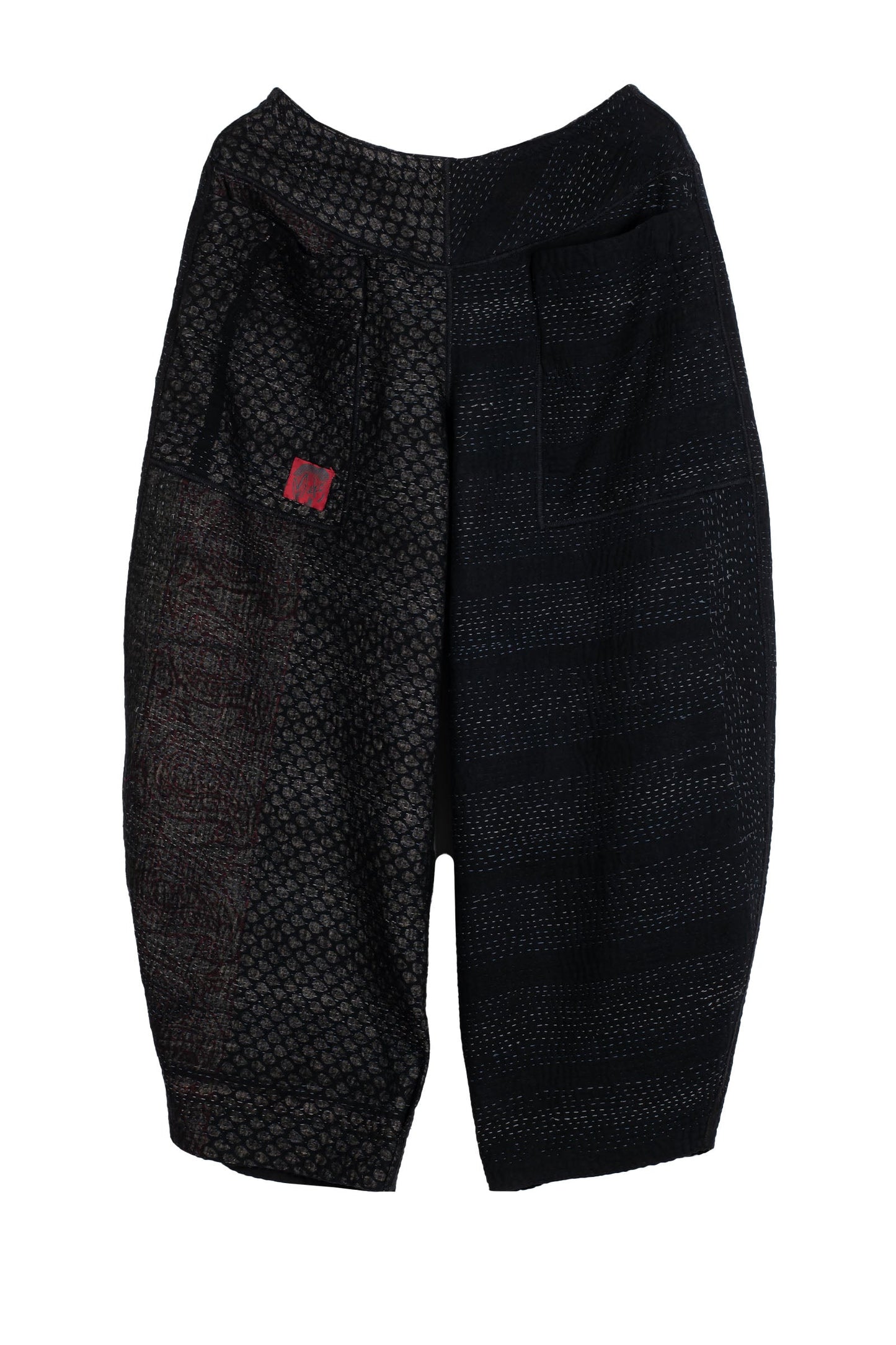 FRAYED PATCH KANTHA LANTERN PANTS - fi4634-blk -