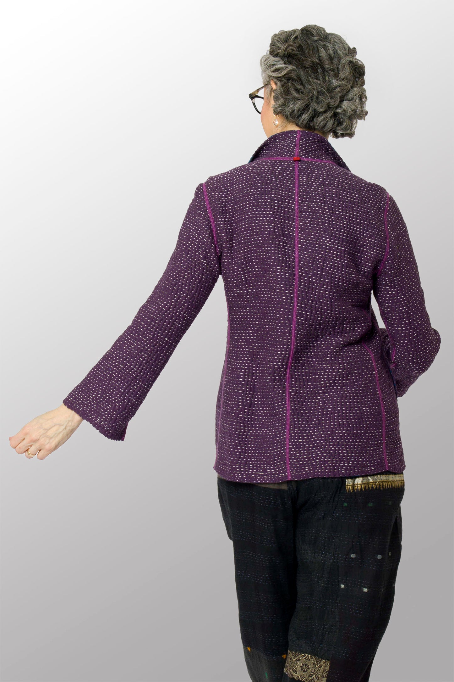 MONE SHIBORI TIE DYE KANTHA SHORT JACKET - ms5007-tuq -