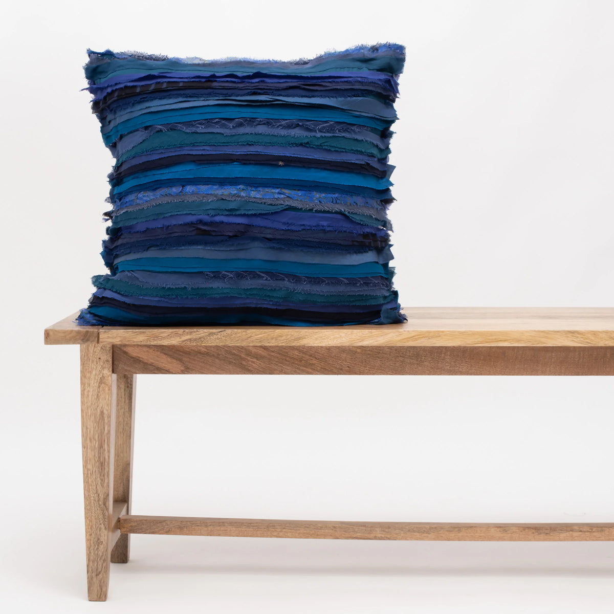 Wavy Stripe Vintage Patch Pillow Sham -Blue