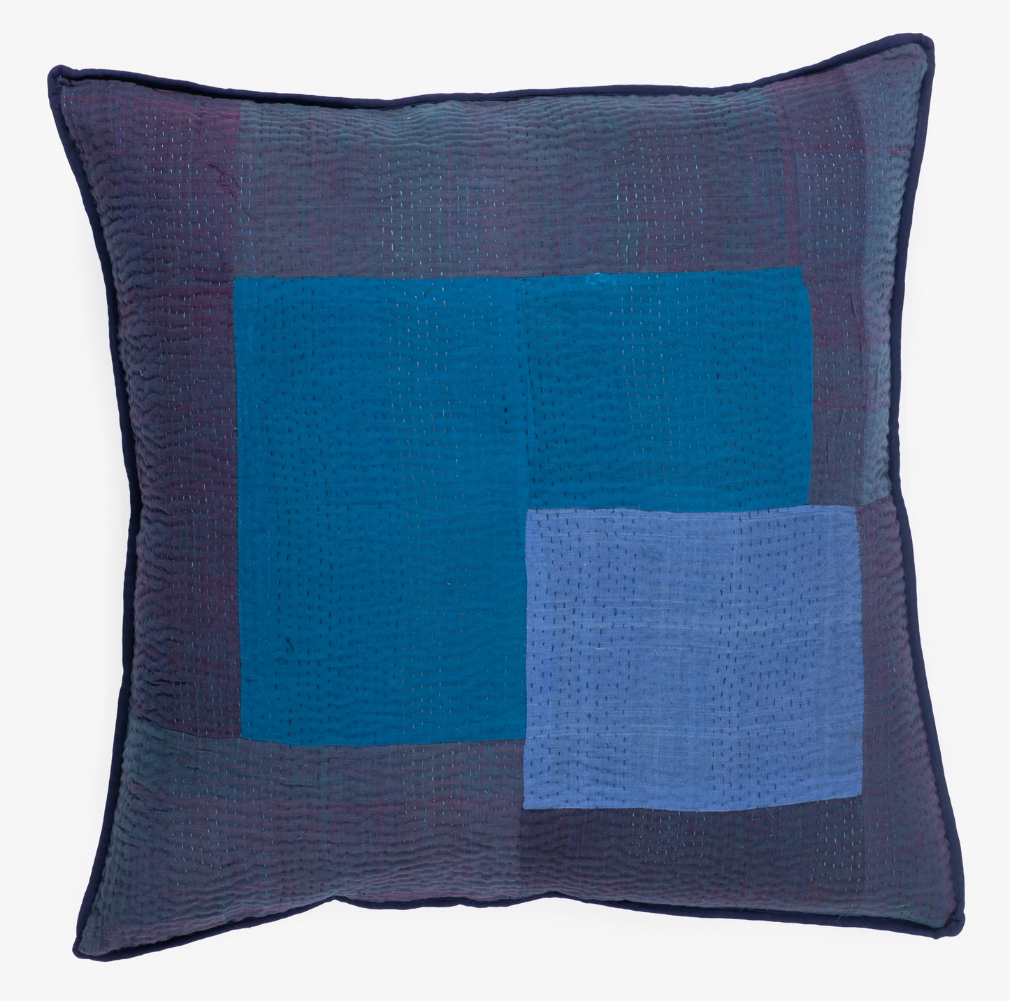 Landscape Handmade Vintage Kantha Pillow Sham -Navy -
