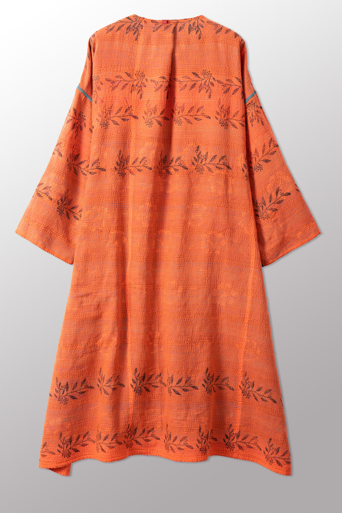 VINTAGE COTTON & NEW VOILE KANTHA LONG DUSTER - cn2328-0001a -