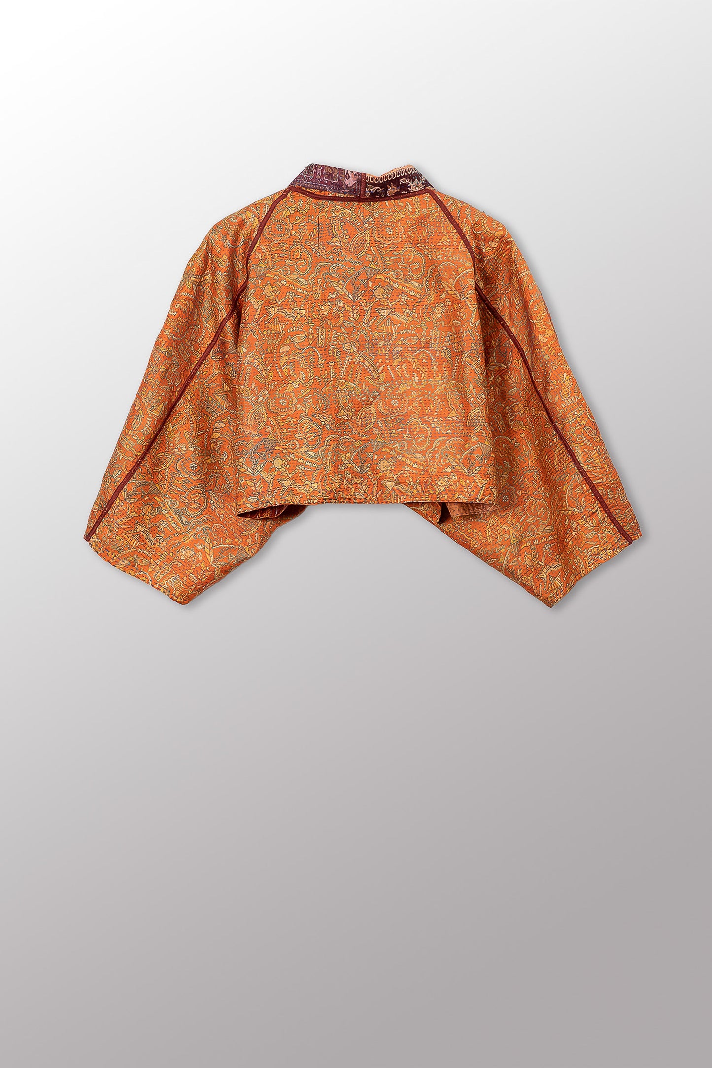 VINTAGE SILK KANTHA PUFF SLV. SHRUG - sv2062-0022a -