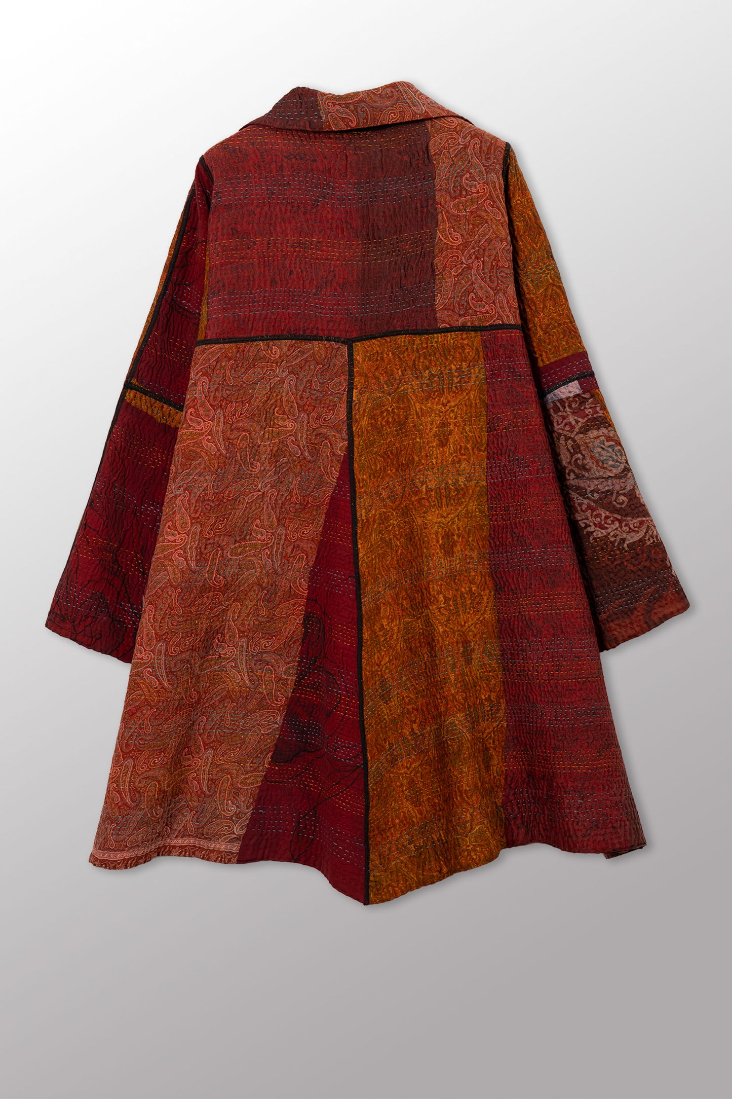 JACQUARD SILK KANTHA A-LINE DUSTER - js4311-cbrn001a -