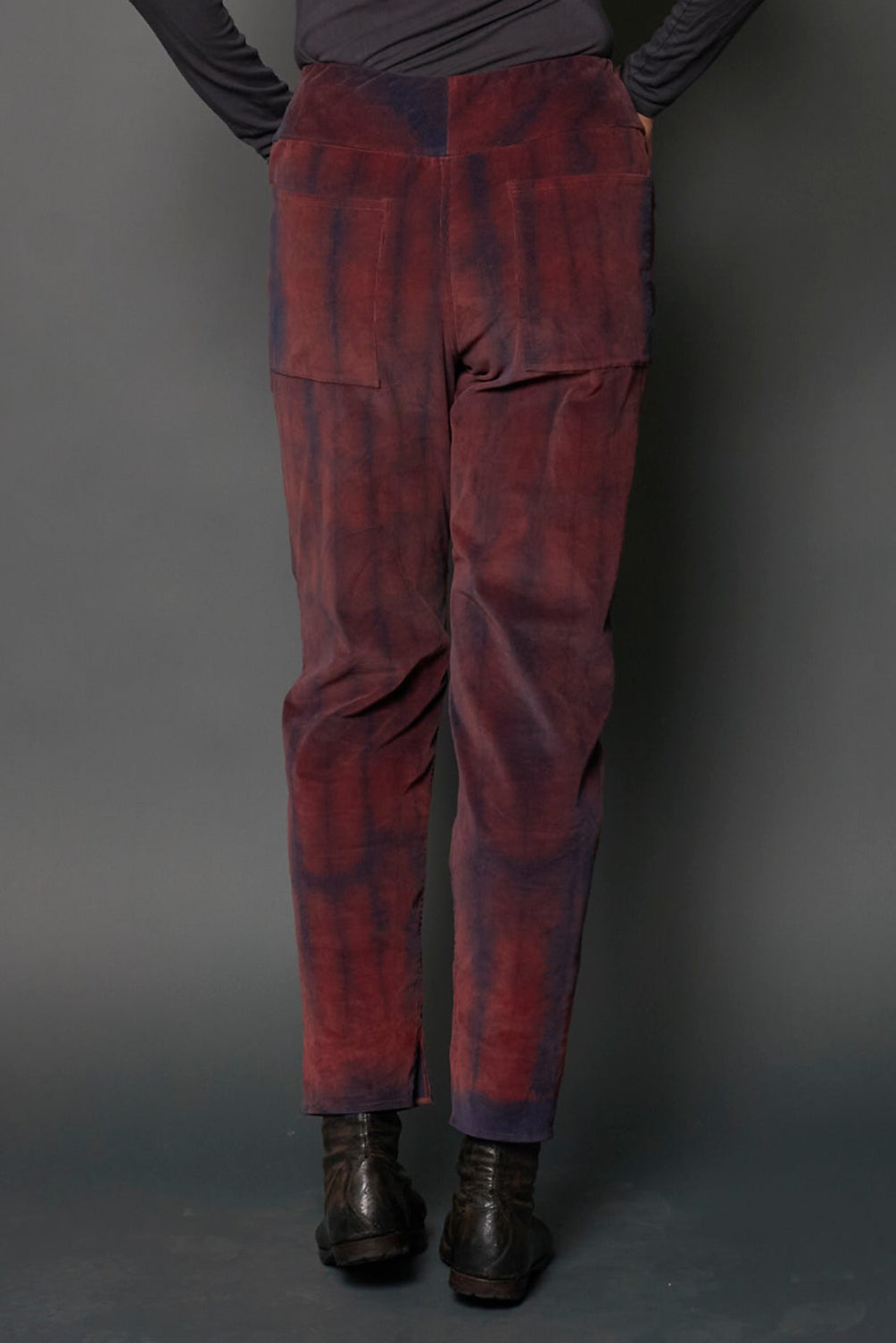 CORDUROY SHIBORI TIE DYE NEW SLANT POCKET PANTS - co1674-nvy -