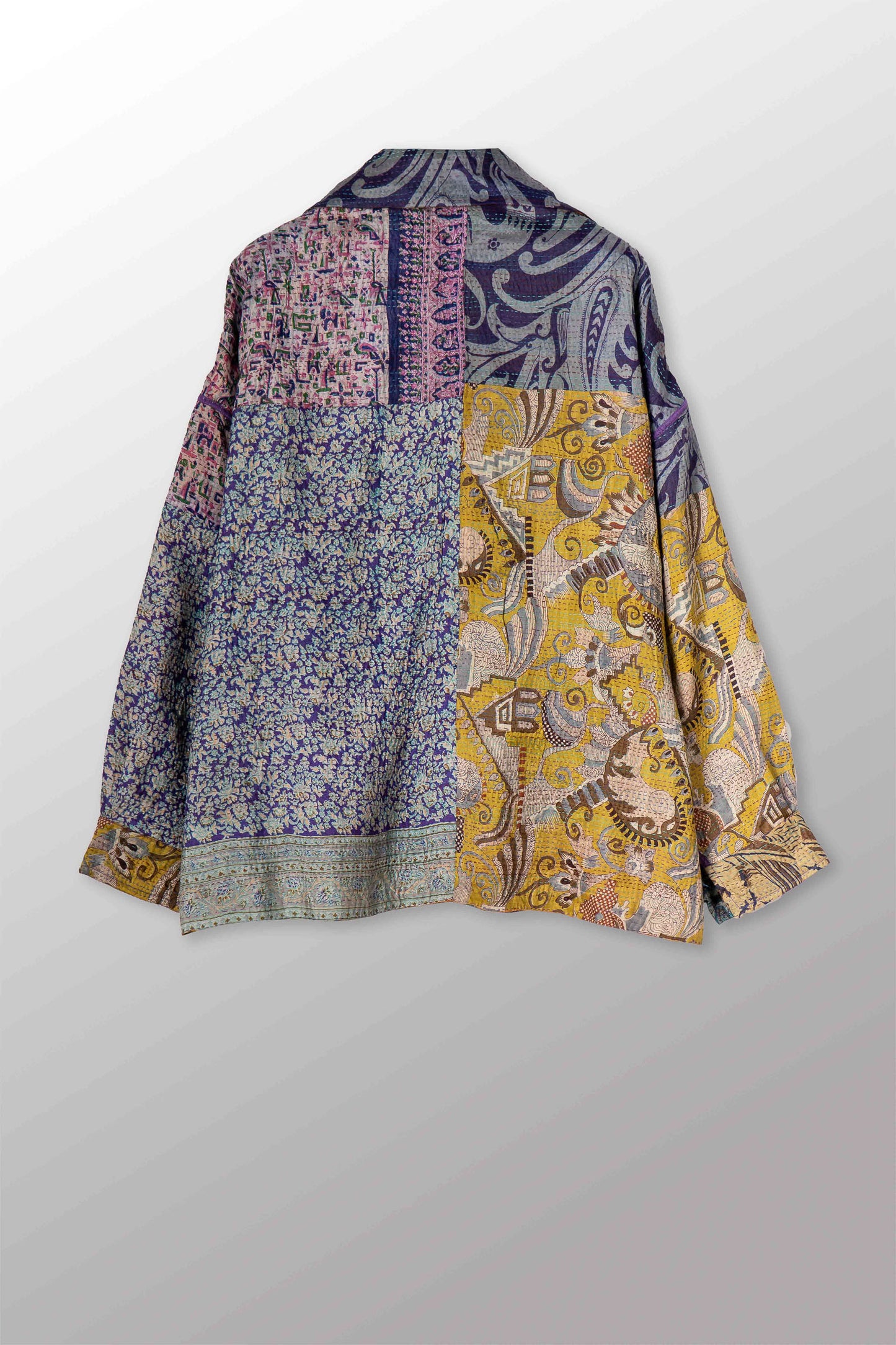 VINTAGE SILK KANTHA RELAXED SHIRT JACKET - sv2j105-0001s -