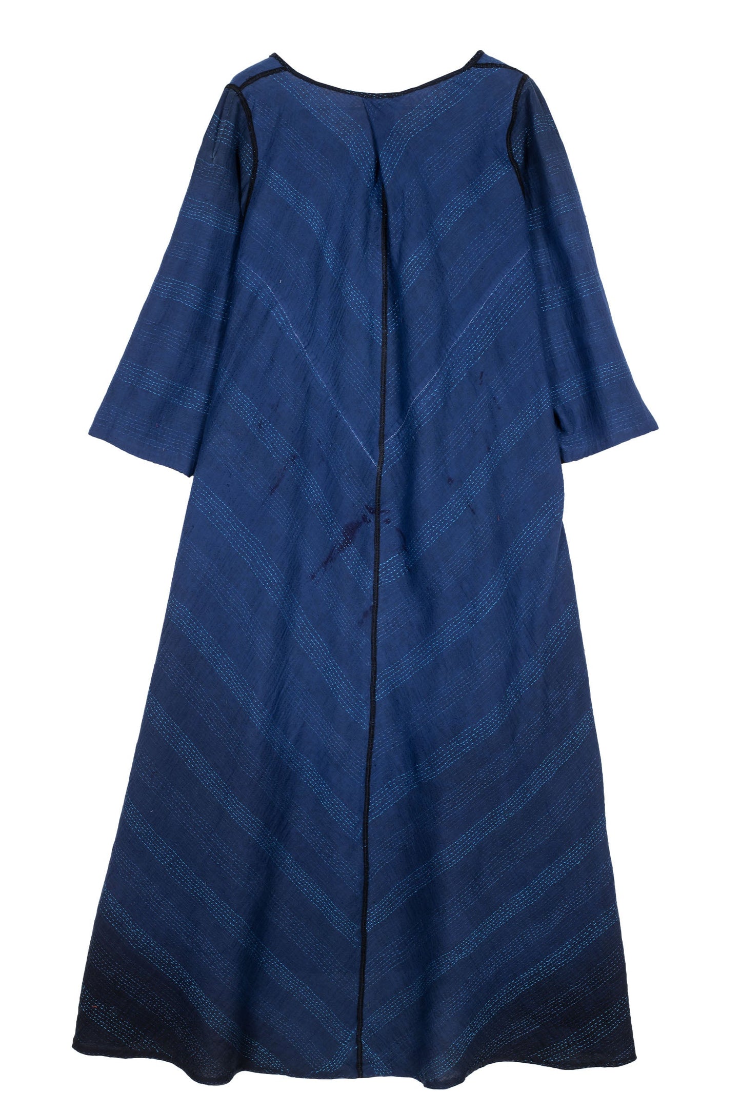 MONOTONE TWILIGHT PRINT KANTHA V-NECK MAXI WITH SLEEVES - tp2441-nvy -
