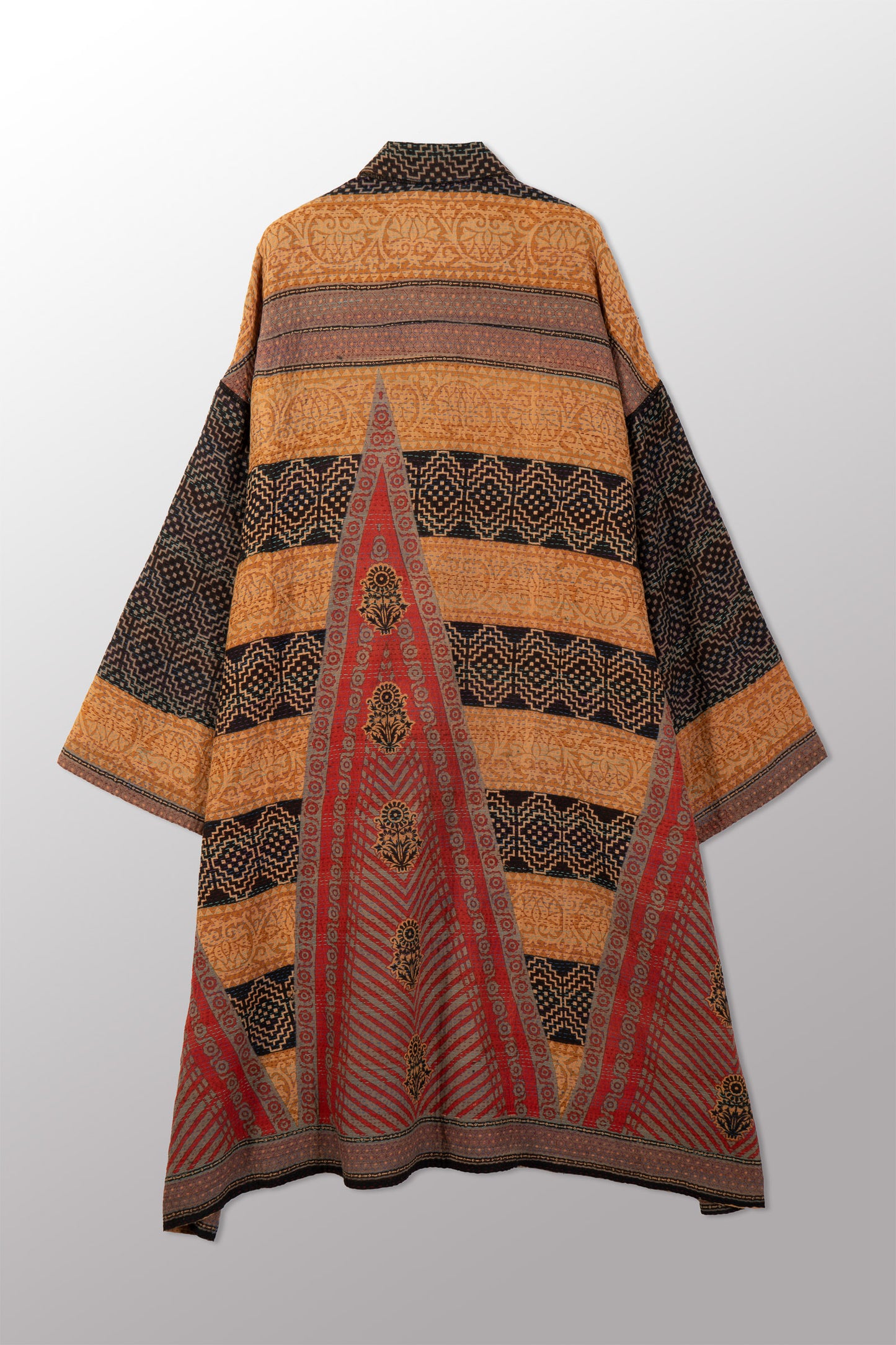 VINTAGE COTTON & NEW VOILE KANTHA NEW OVERSIZED COAT - cn2342-0001a -