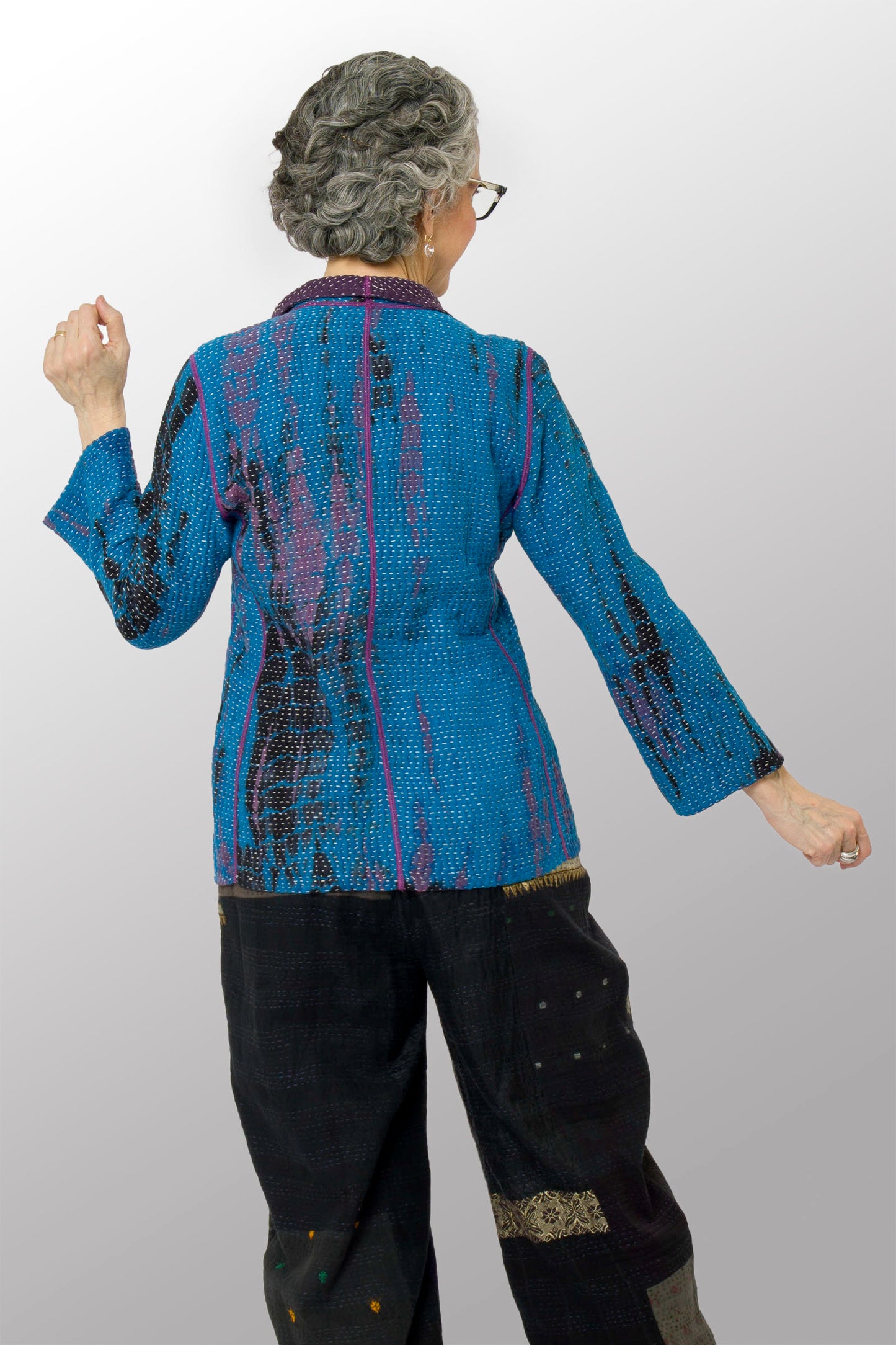 MONE SHIBORI TIE DYE KANTHA SHORT JACKET - ms5007-tuq -