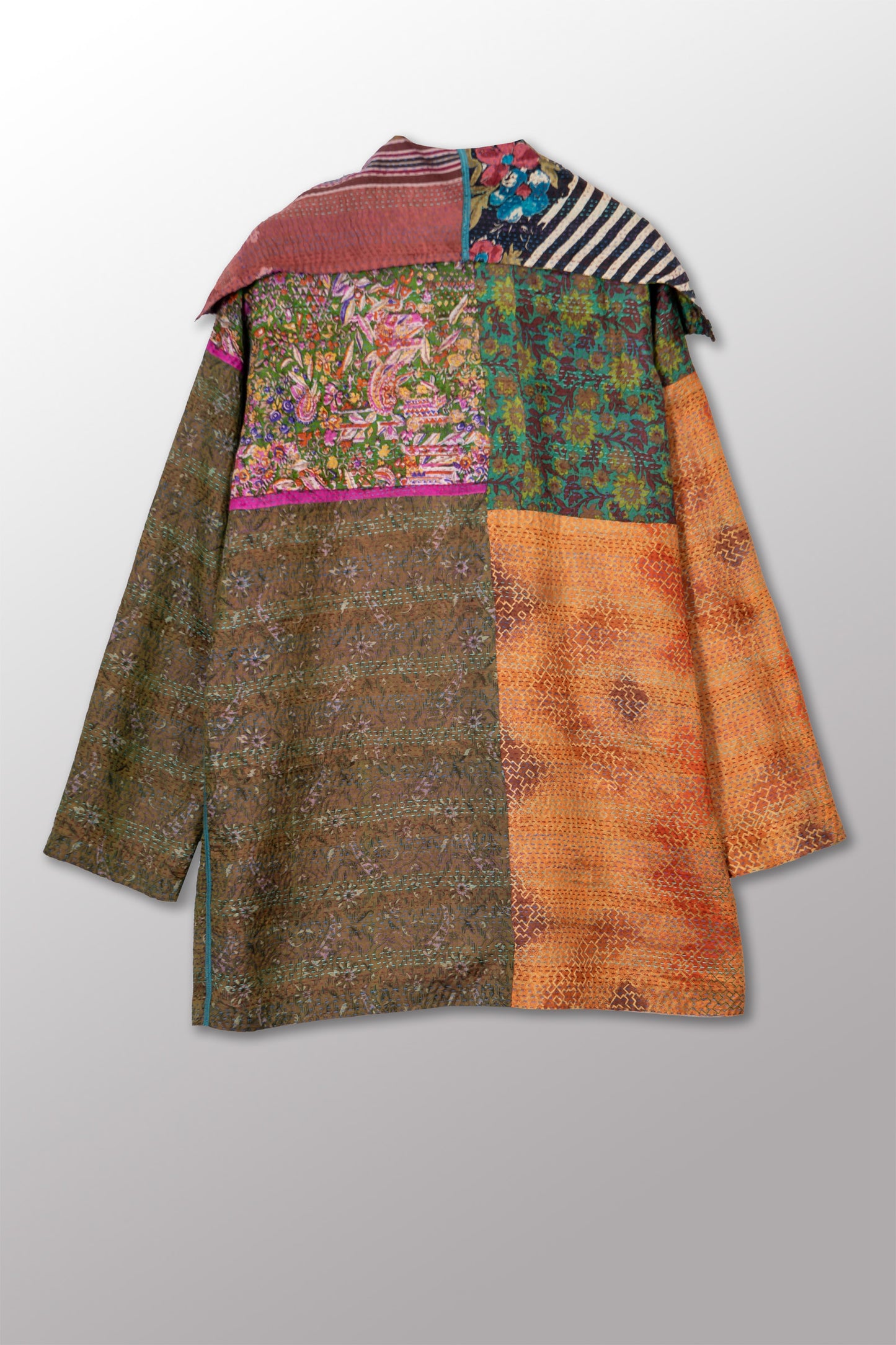 VINTAGE SILK KANTHA POCKET JKT - sv2002-0071a -
