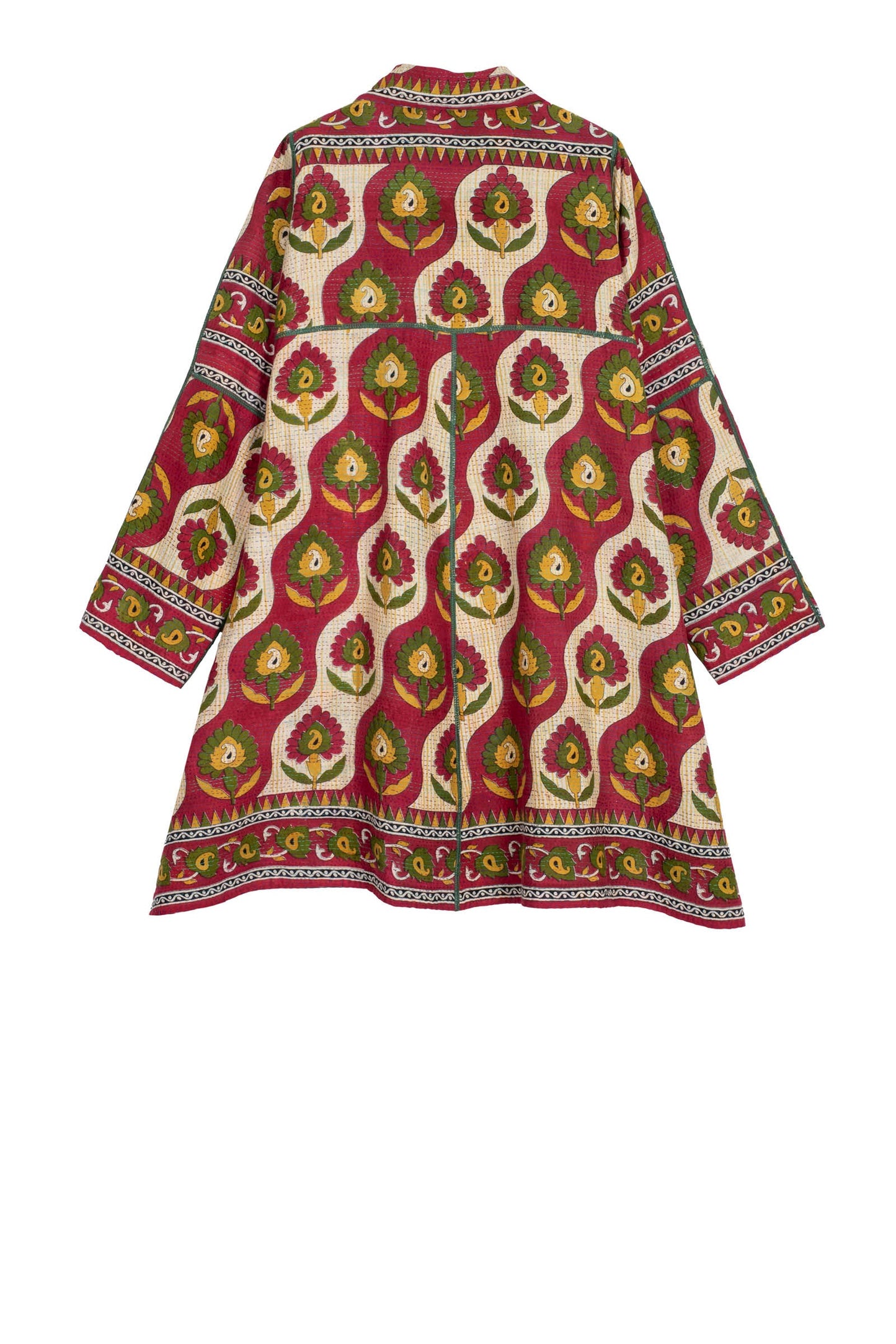 VINTAGE COTTON KANTHA A-LINE DUSTER - cv2311-0023a -