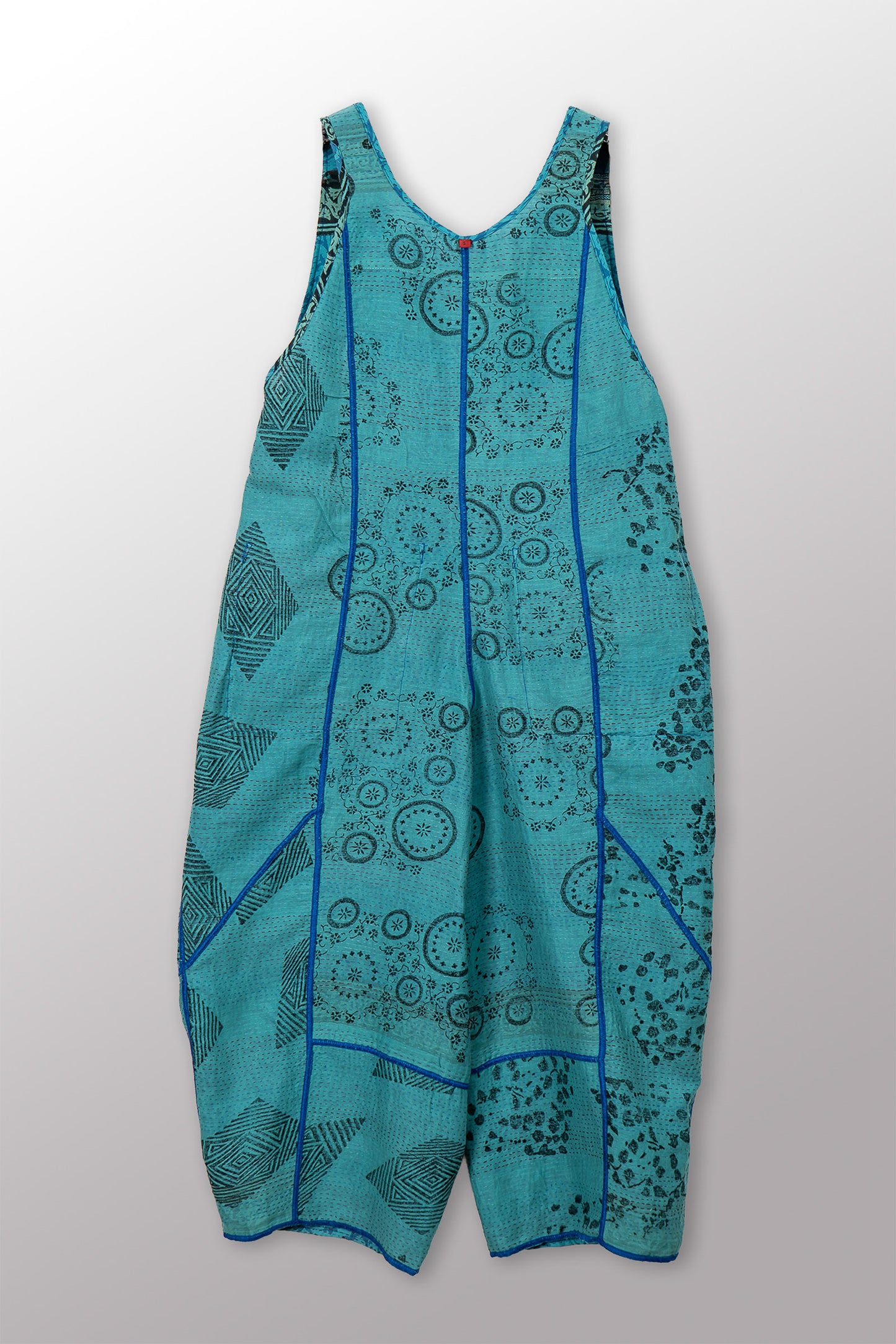 VINTAGE COTTON & NEW VOILE KANTHA V-NECK JUMPER - cn2622-0002s -