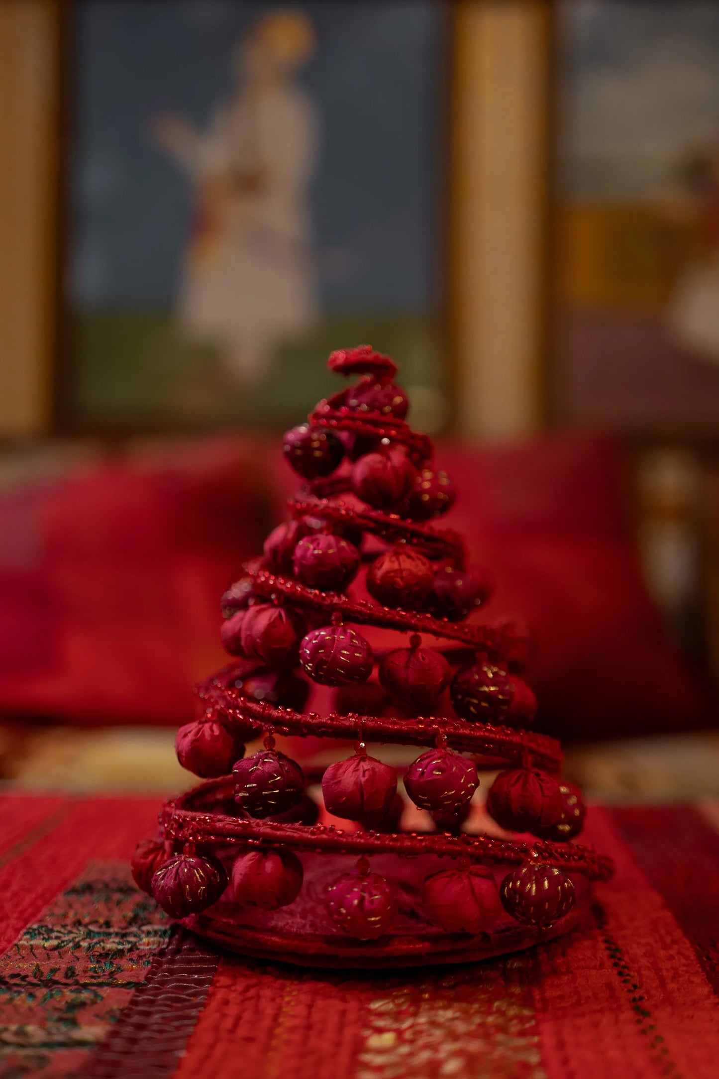 Christmas Tree (metallic kantha) -Red