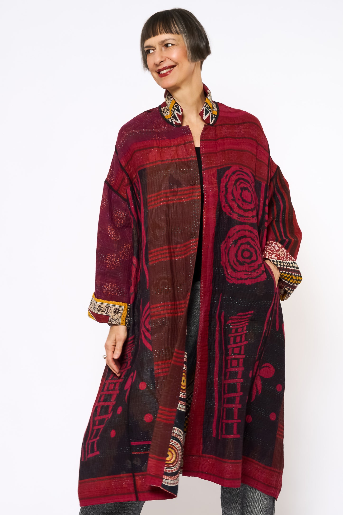 VINTAGE COTTON KANTHA NEW OVERSIZED COAT - cv4342-0011a -