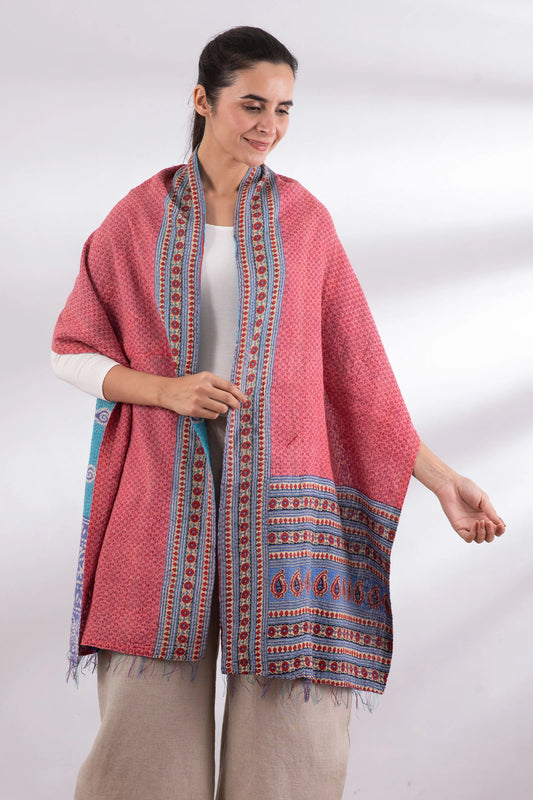 VINTAGE COTTON KANTHA SCARF STANDARD - cv2801-cor -