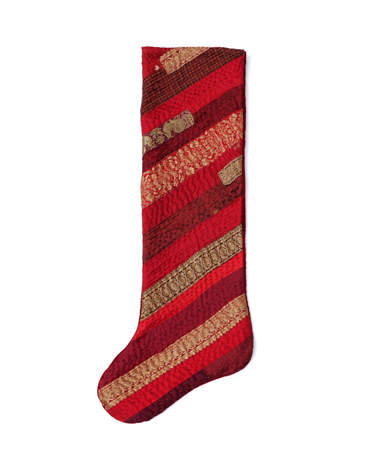 Jewel Striped Hand Made Christmas Stockings -Red