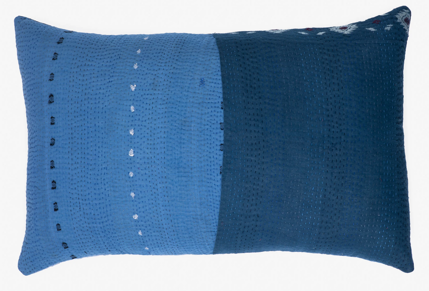 Landscape Handmade Vintage Kantha Pillow Sham -Navy -