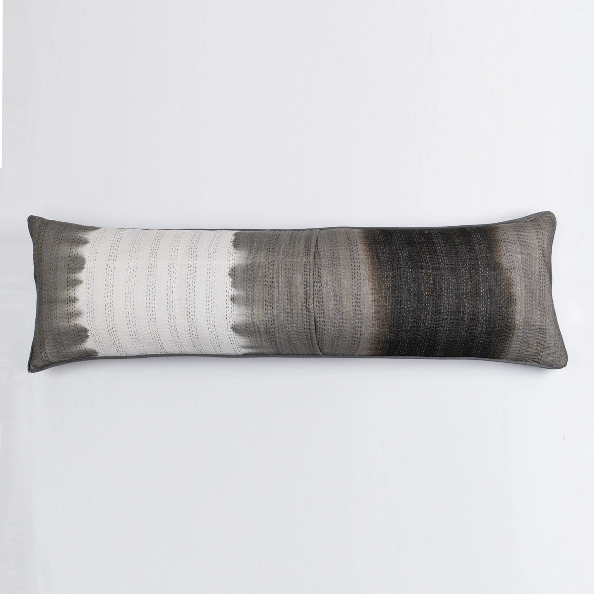 Cotton Ombre Handmade Kantha Lumber Pillow -Gray