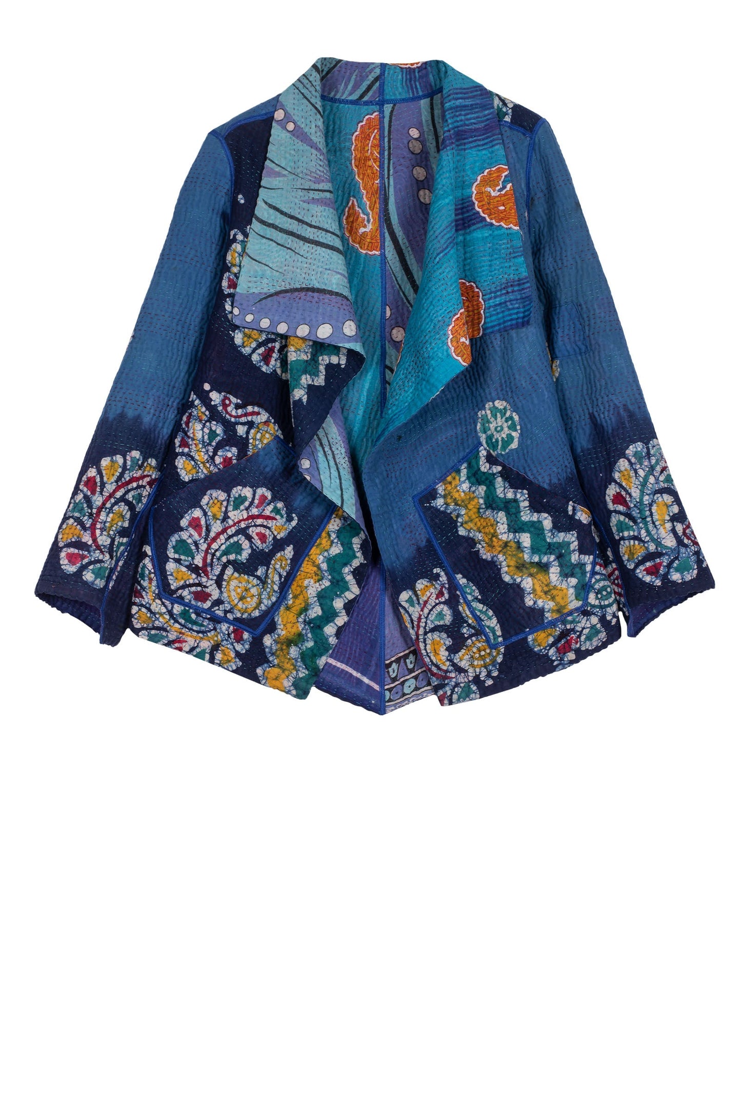 VINTAGE COTTON KANTHA WING COLLAR JKT - cv4013-0029m -