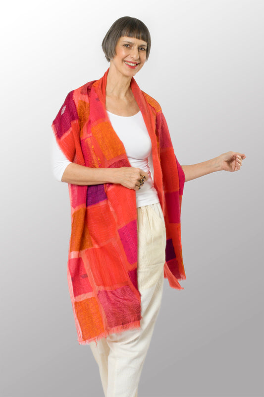 TONAL TILE PATCH KANTHA SCARF STANDARD - tt2801-pik -