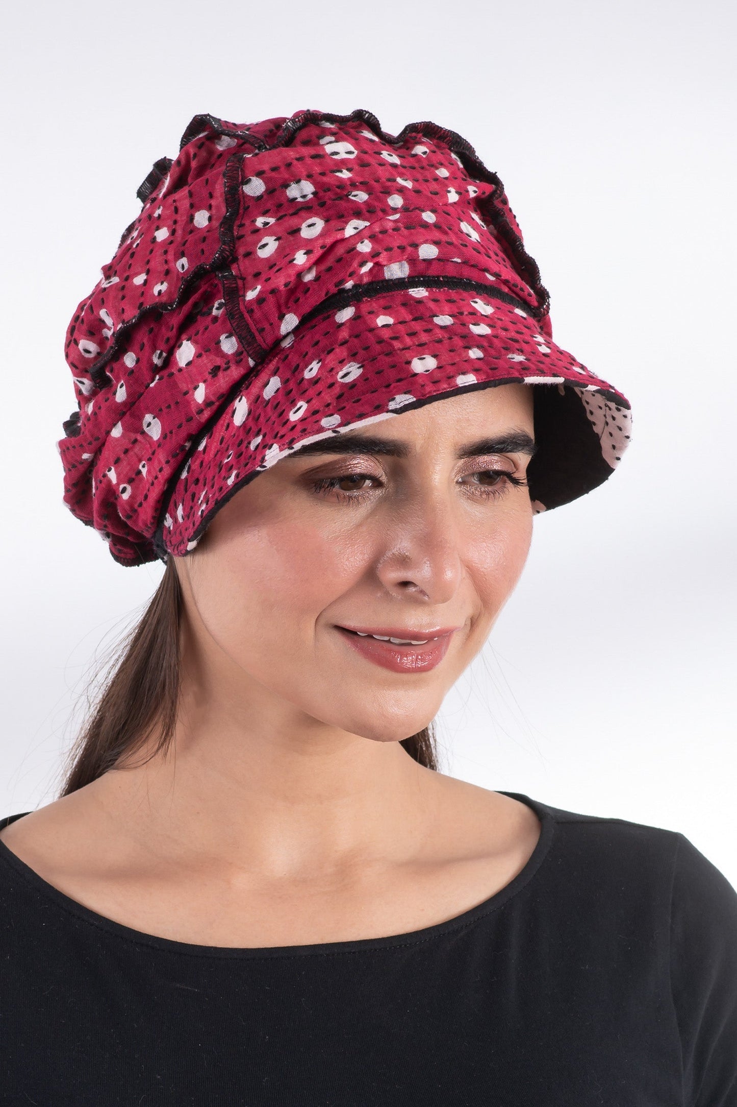 WHITE LEAF BBK KANTHA HALF BRIM HAT - mb2881-blk -