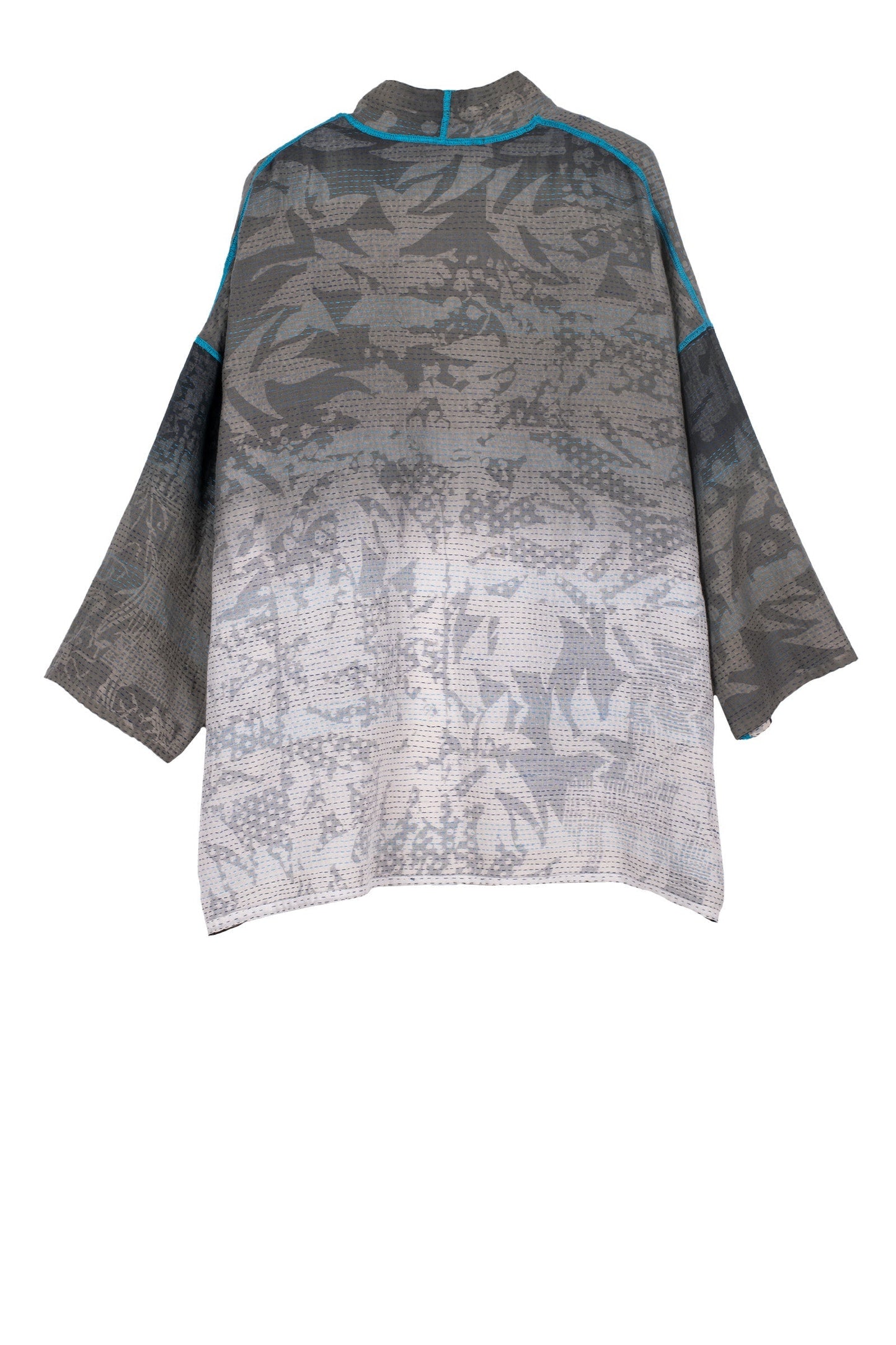 MONOTONE TWILIGHT PRINT KANTHA MINI KIMONO JKT - tp2055-blk -