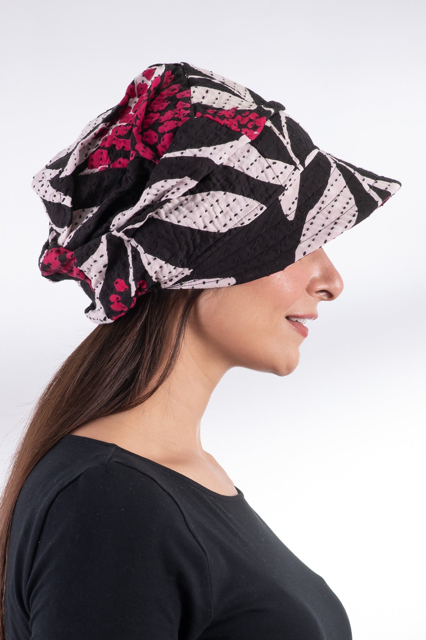 WHITE LEAF BBK KANTHA HALF BRIM HAT - mb2881-blk -