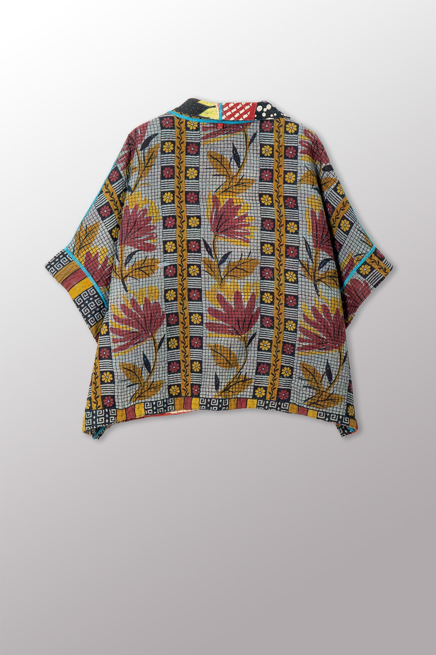 VINTAGE COTTON KANTHA MINI PONCHO - cv4060-0065a -