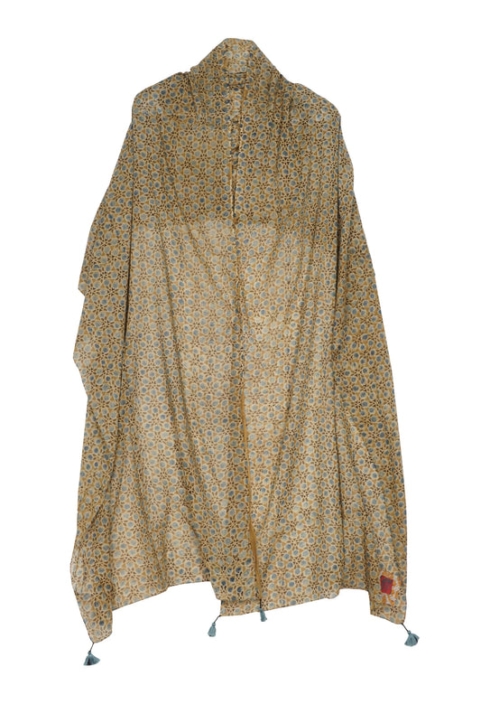 SMALL TILE PRINT KANTHA SHAWL MEDIUM - st1802-ylw -