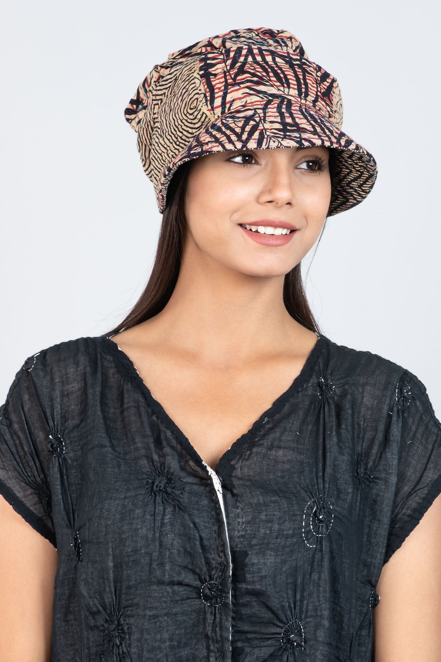 SOHO BAMBOO KANTHA HALF BRIM HAT - bo4881-blk -