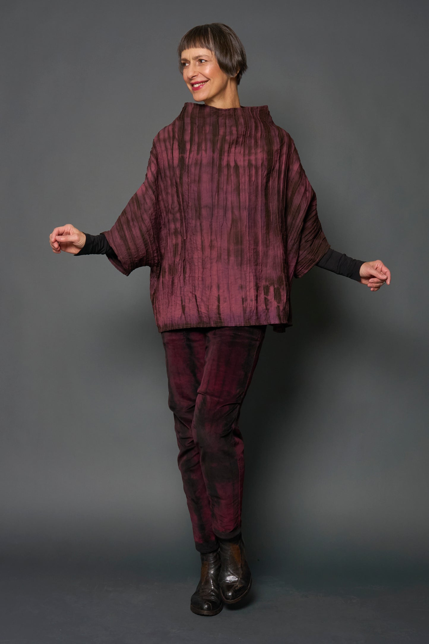 MONE COTTON RIPPLE TUCK PONCHO VEST - mn1249-pik -
