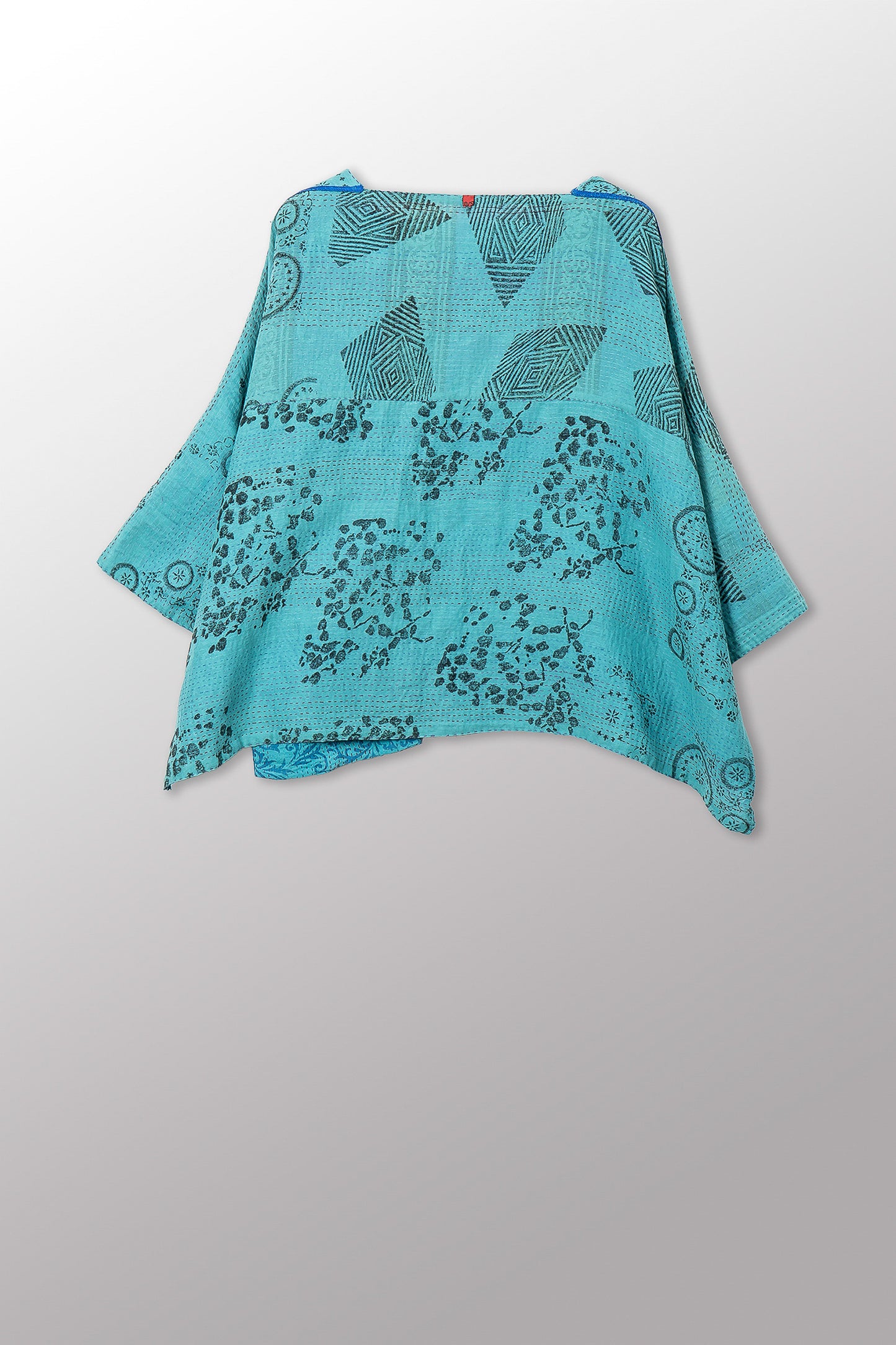 VINTAGE COTTON & NEW VOILE KANTHA 3/4 SLV. CROP TOP MIO - cn2538-0009a -