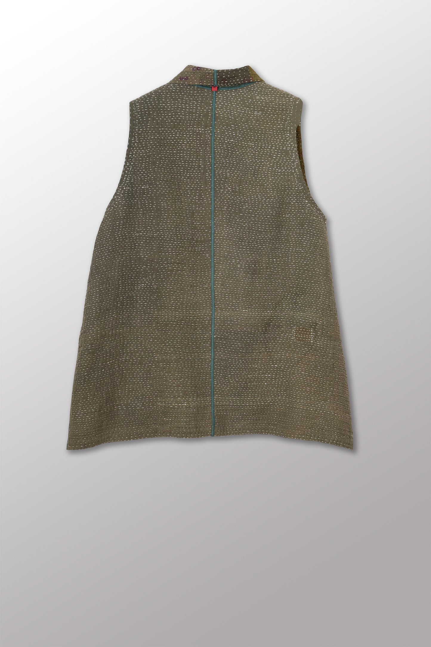 MUJI PATCH KANTHA KIMONO VEST SHORT - mp4248-grn -