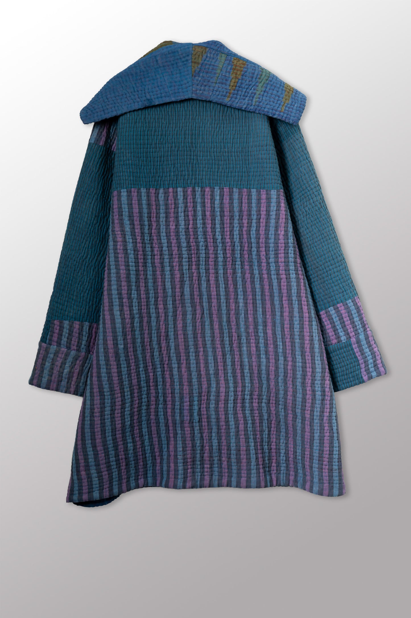 QUILTED OVERDYE COTTON KANTHA POCKET MEDIUM COAT - oq5346-cblu011m -
