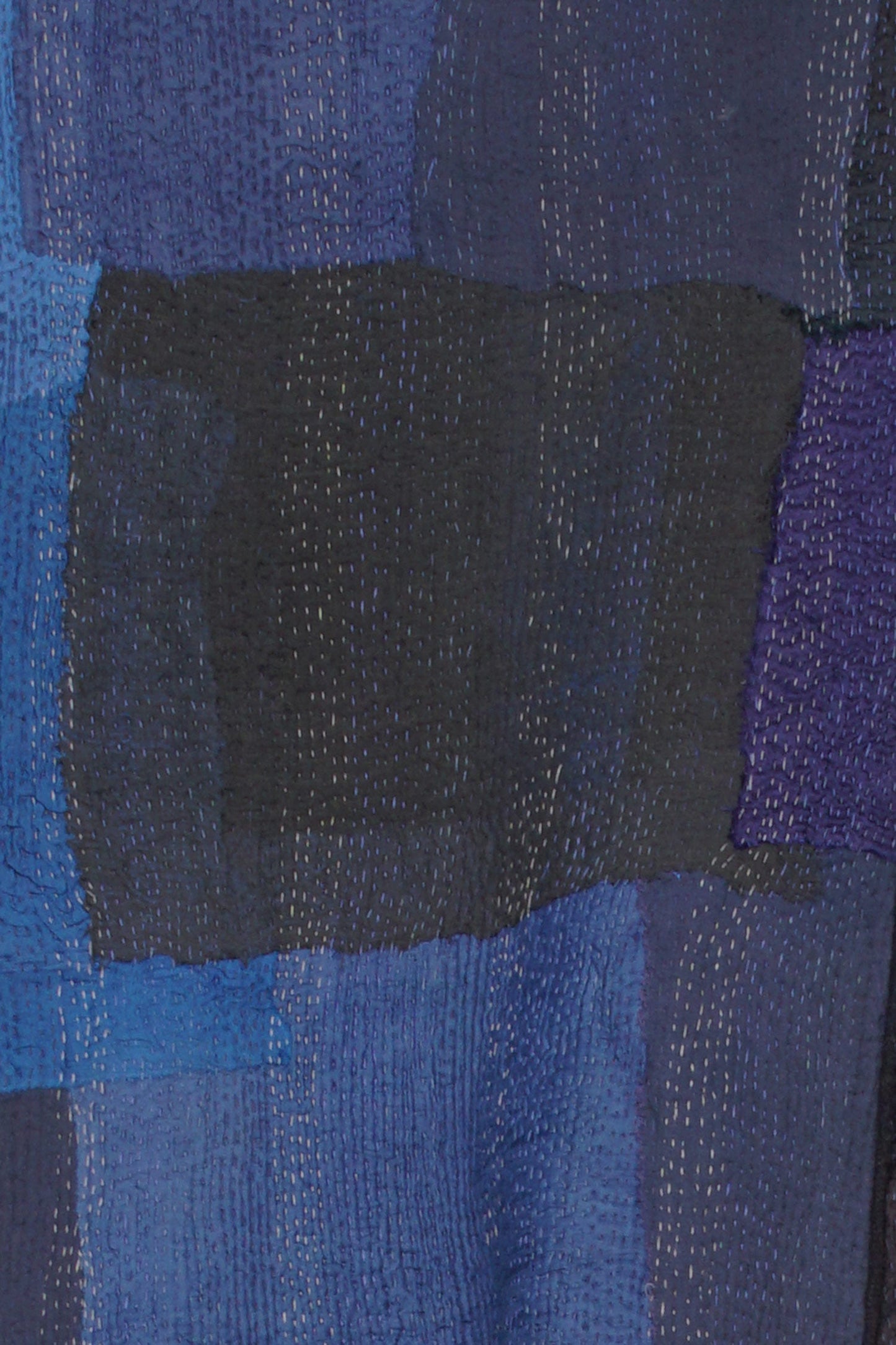 BOILED WOOL KANTHA CREW NECK FITTED VEST - wb2228-blu -