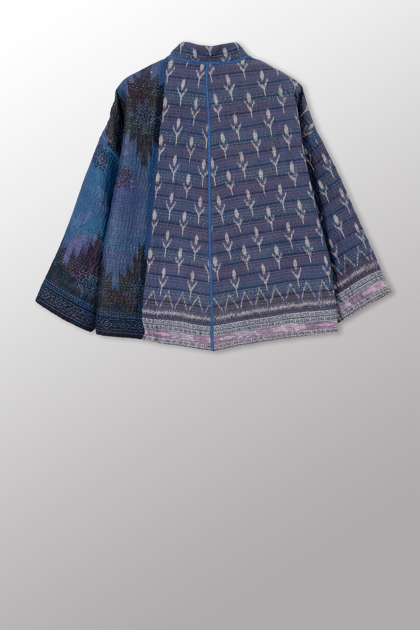 COTTON OVERDYE KANTHA STAND COLLAR CROPPED JKT - ov4034-corg001a -