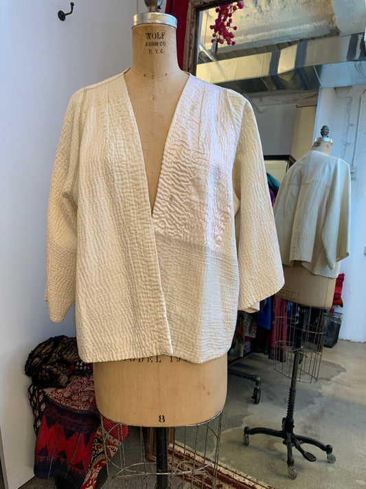 JAIPUR WHITE KANTHA BELL SHAPE JKT - jw4048-ivy -