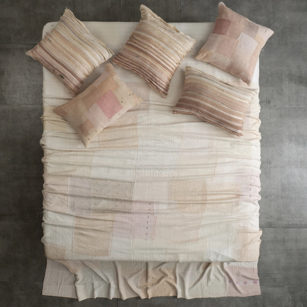 Ash Rose Fray Patch Kantha Quilts