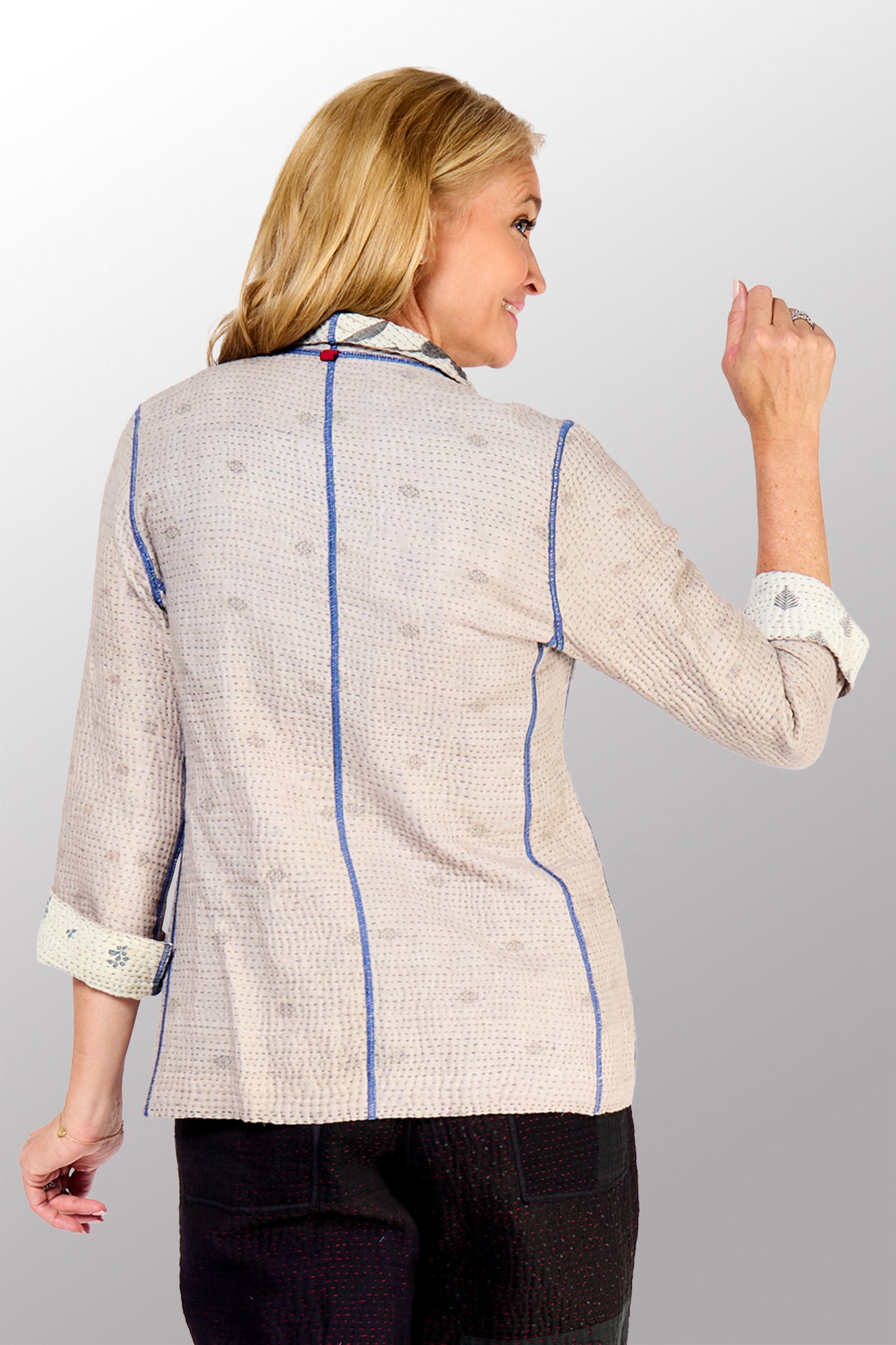 POWDER PATCH KANTHA SHORT JACKET - pd4007-gry -